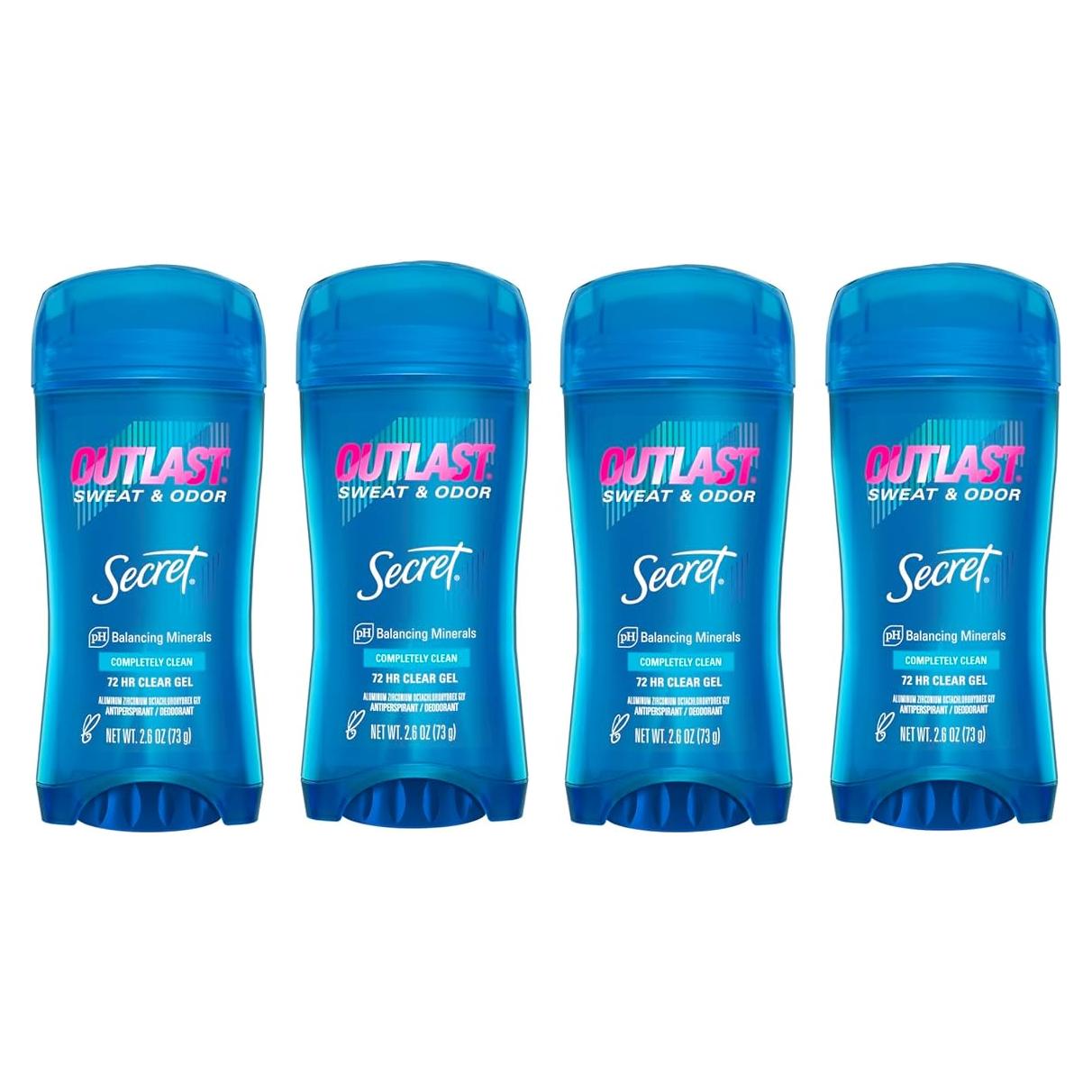 Desodorante Antitranspirante Gel Claro Secret Outlast 74g x4