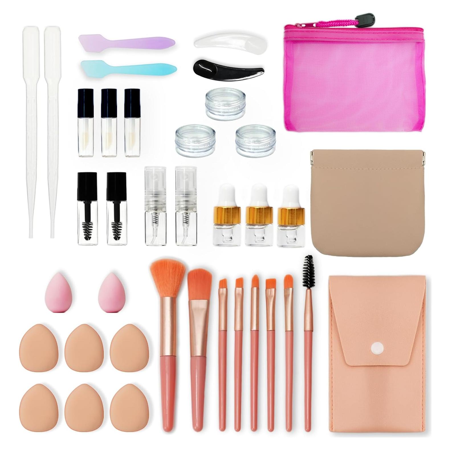 Kit de Viaje de 38 Piezas PrettyCare - Mini Envases y Brochas
