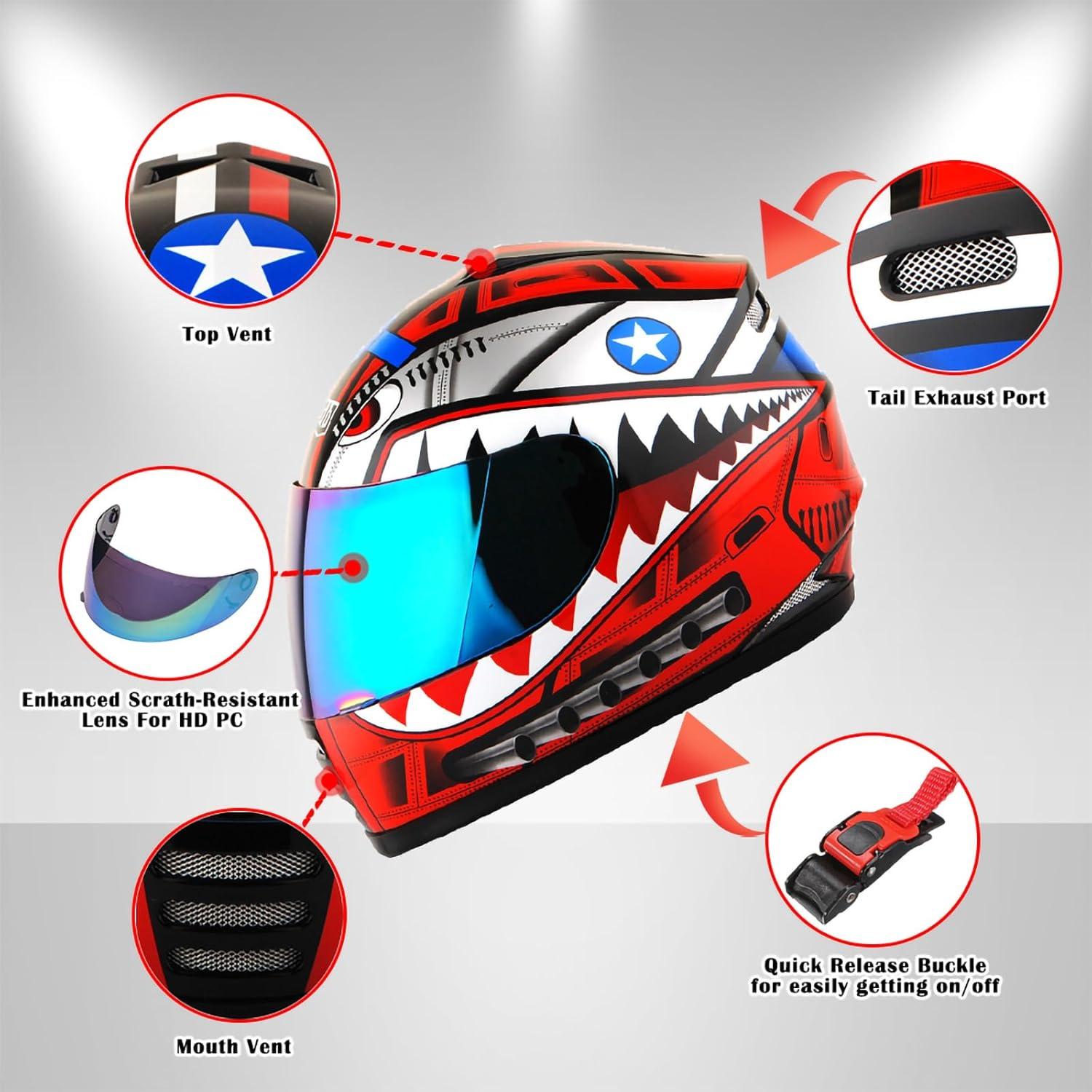 Casco Integral WOW HKY-B15 para Jóvenes + Guantes MX