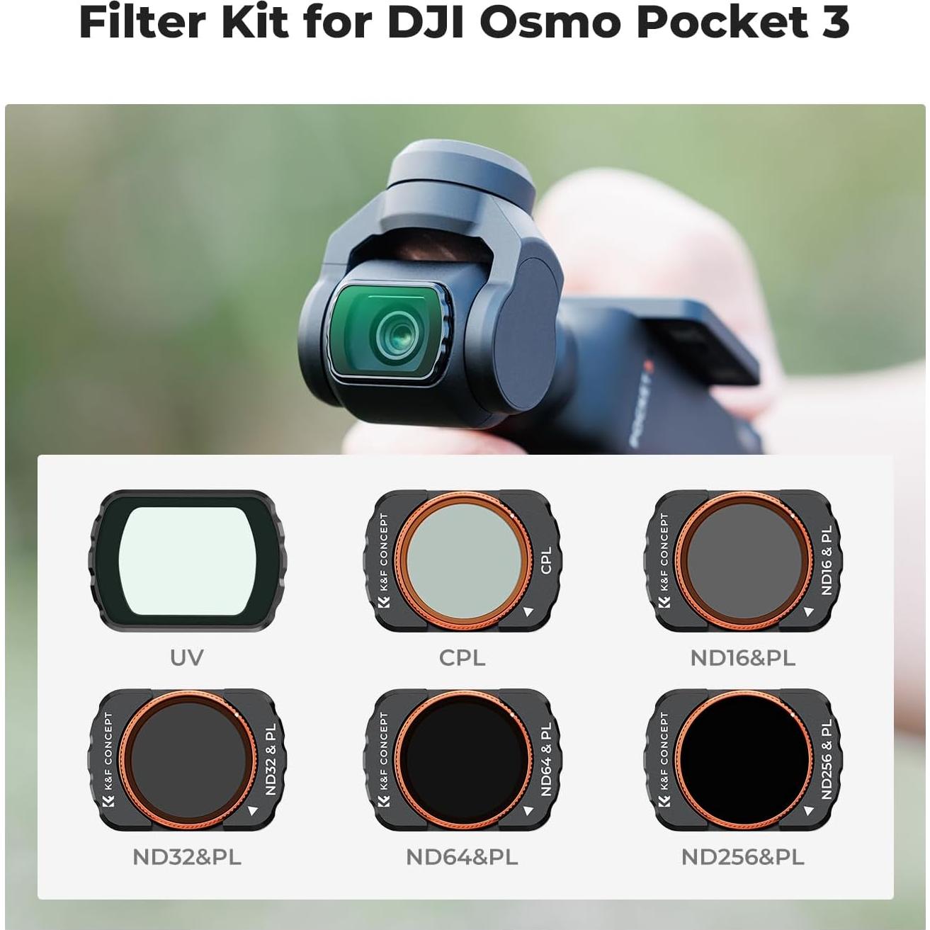 Kit de Filtros K&F Concept UV/CPL/ND para DJI Osmo Pocket 3