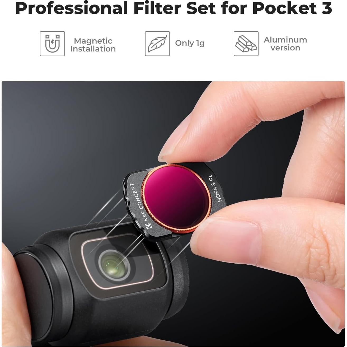 Kit de Filtros K&F Concept UV/CPL/ND para DJI Osmo Pocket 3