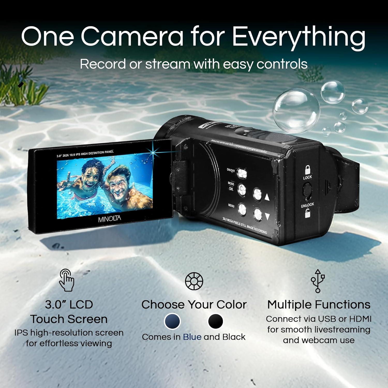 Cámara de Video Impermeable Minolta MN4K300WP 4K 56MP