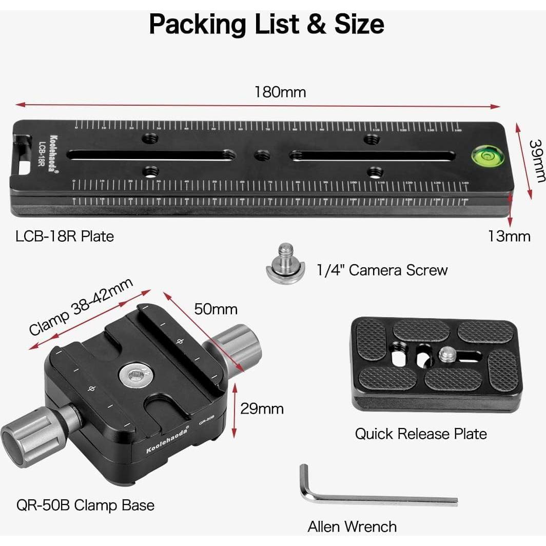 Riel Nodal Deslizante Koolehaoda LCB-18R 180mm para Cámara
