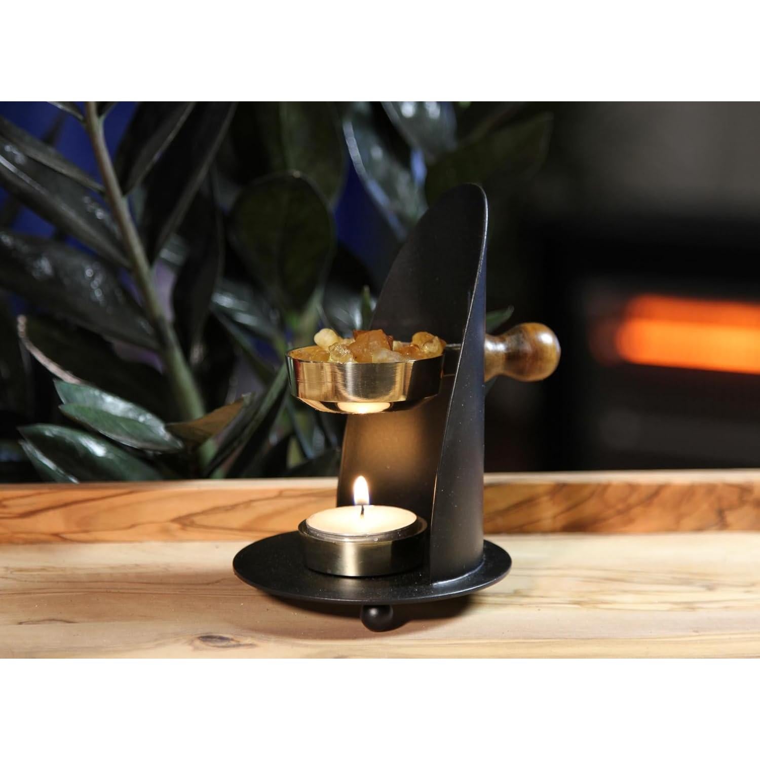 Quemador de Incienso Negro y Dorado LA TIENDA DE REGALOS 15cm