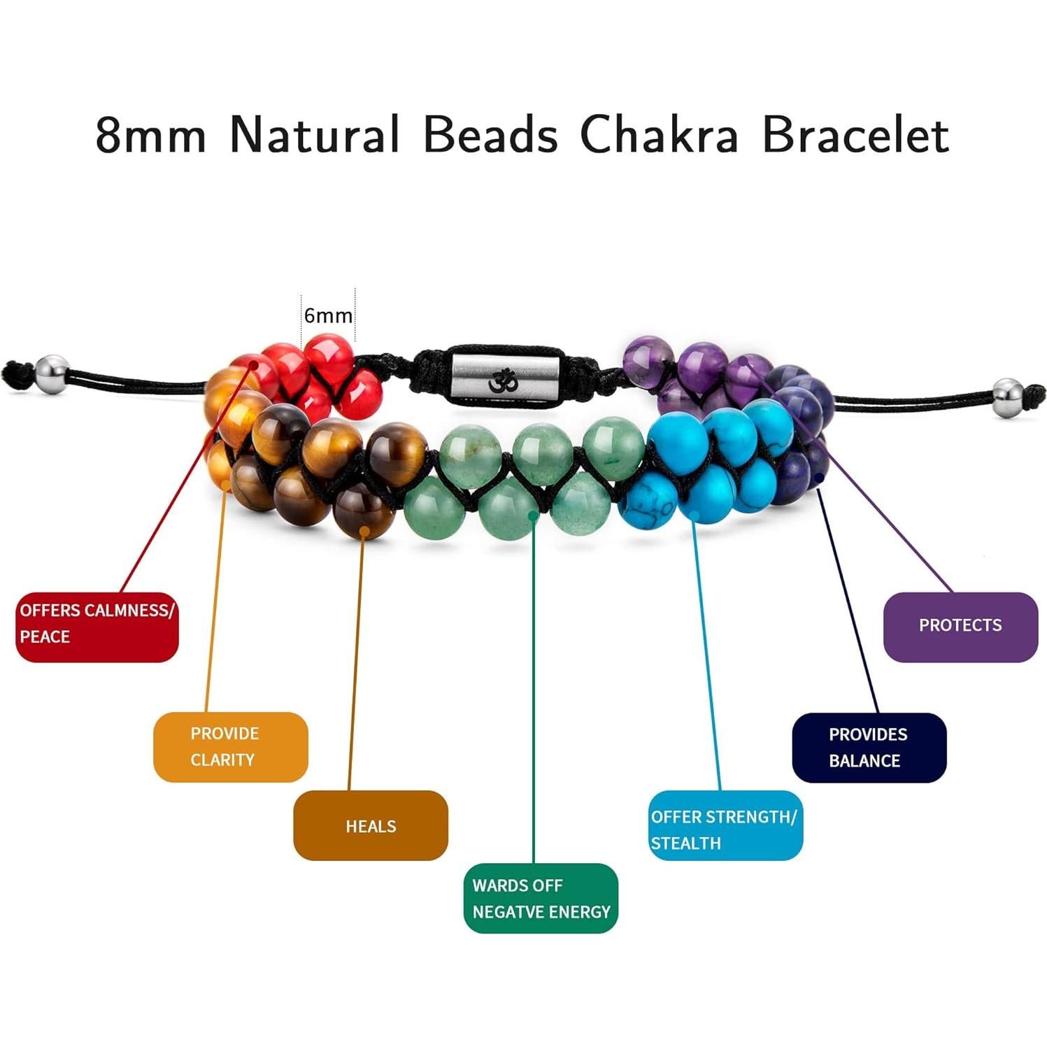 Pulsera de Chakra Bead Murtoo Unisex de Cuentas Naturales