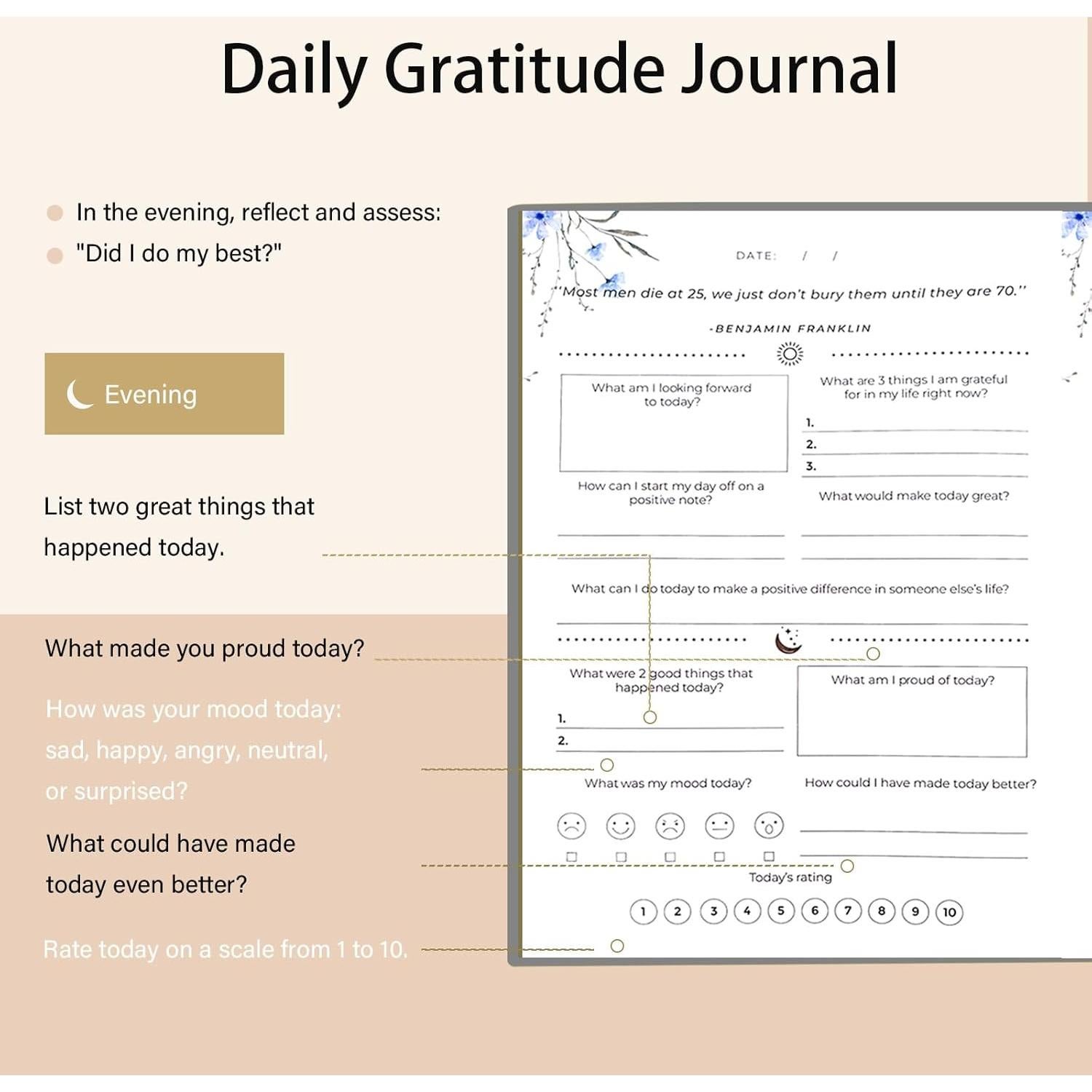 Diario de Gratitud Carta Lusso Gris - Cuidado Personal y Mindfulness