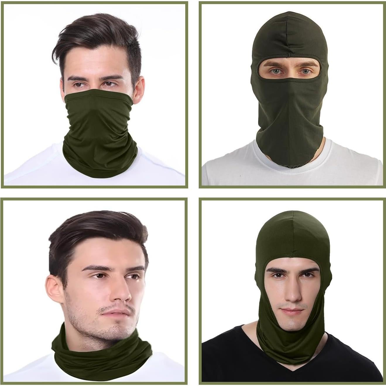 3 Balaclavas Verde Militar Unisex para Ciclismo y Motocicleta