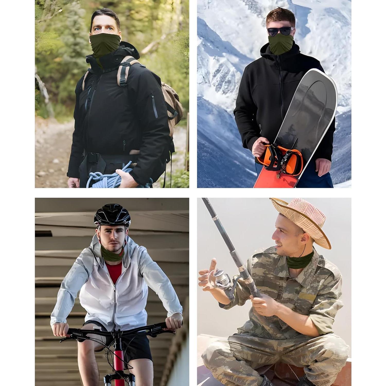 3 Balaclavas Verde Militar Unisex para Ciclismo y Motocicleta