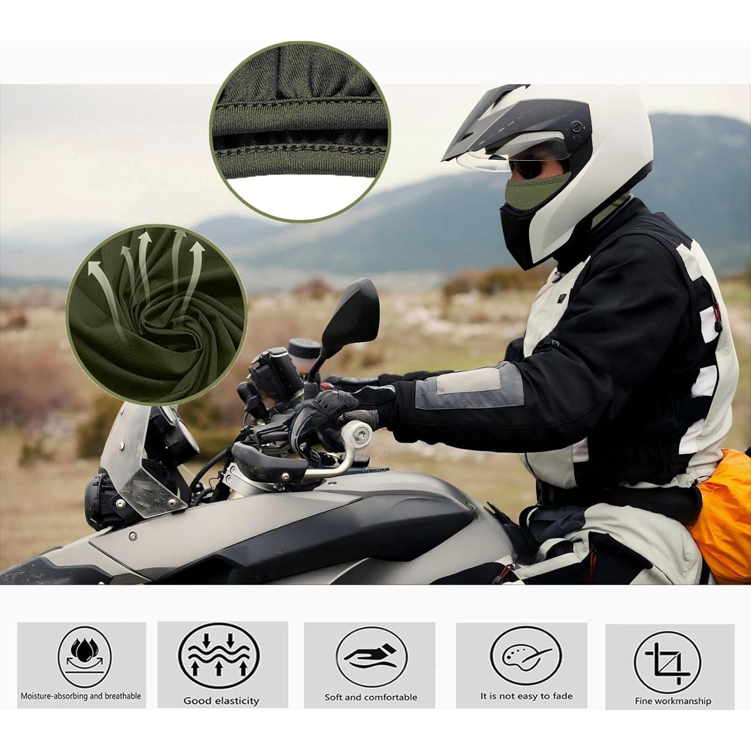 3 Balaclavas Verde Militar Unisex para Ciclismo y Motocicleta