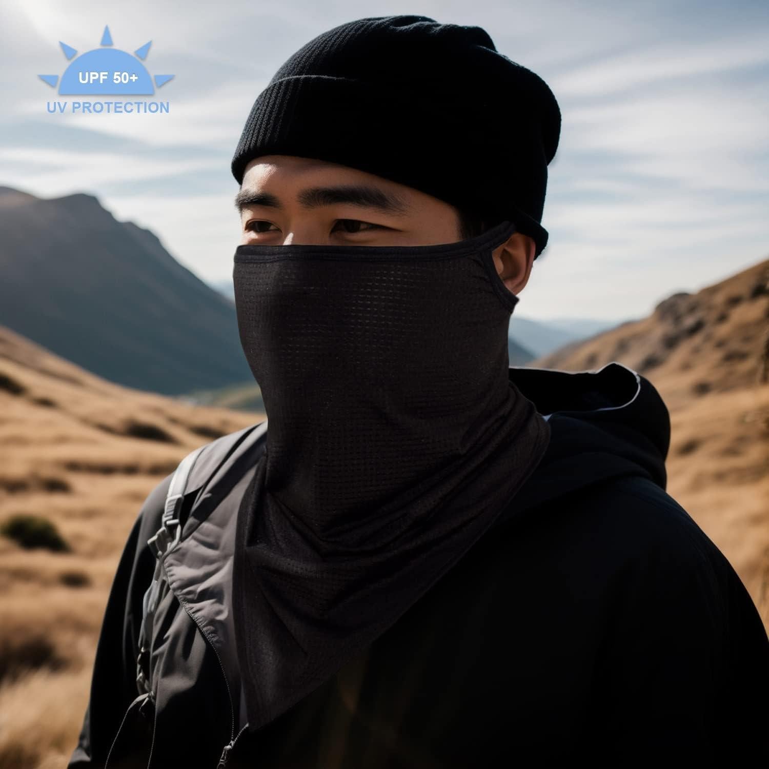 Gaiter de Cuello TClian Negro con Protección UV para Hombres