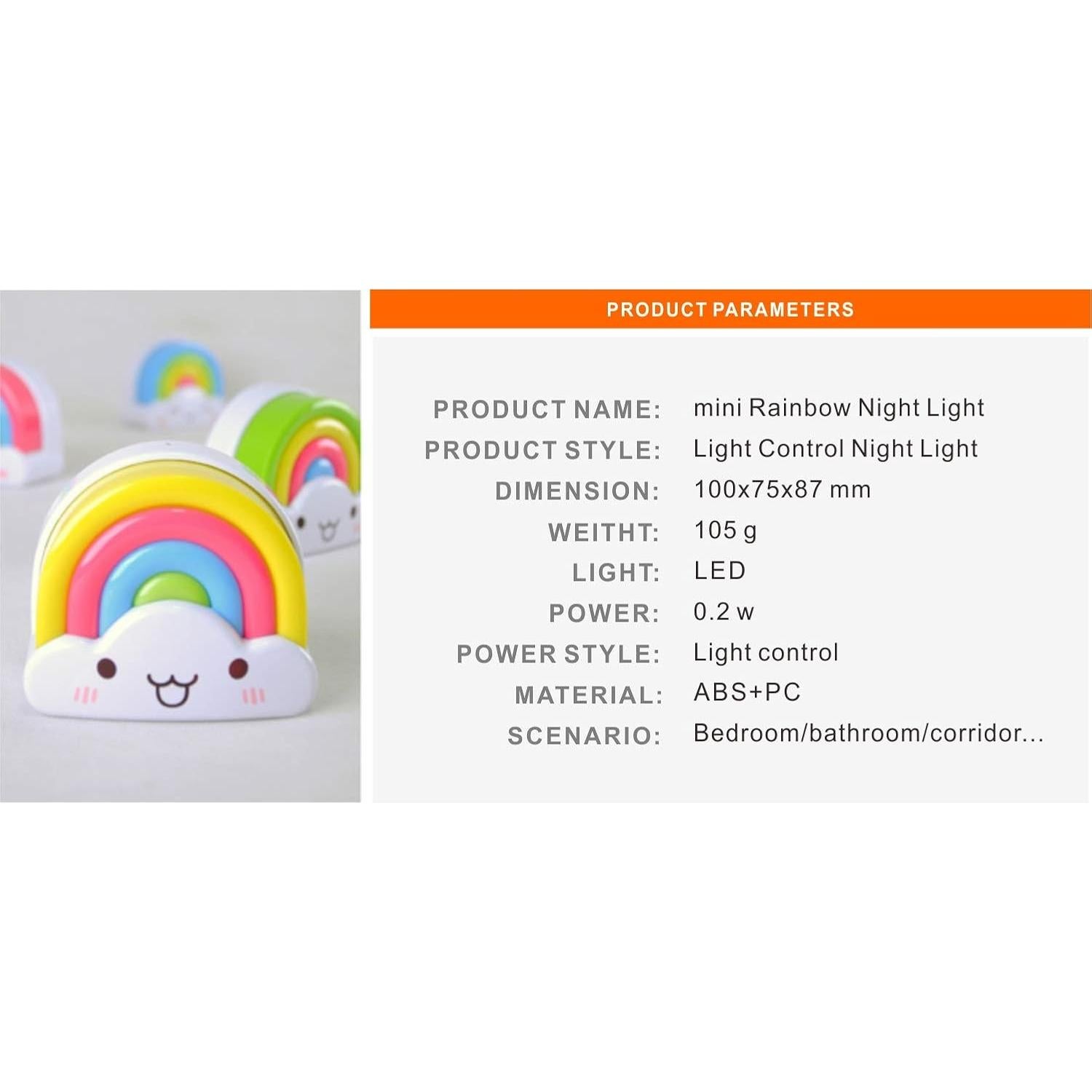 Luz Nocturna Arcoíris Amezín LED 0.5W con Sensor Automático