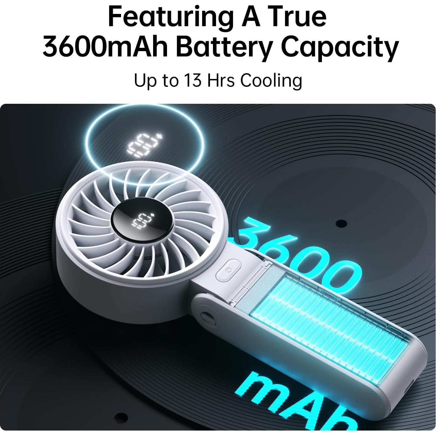 Ventilador de Mano JISULIFE Life7 3600mAh 5 Velocidades Gris