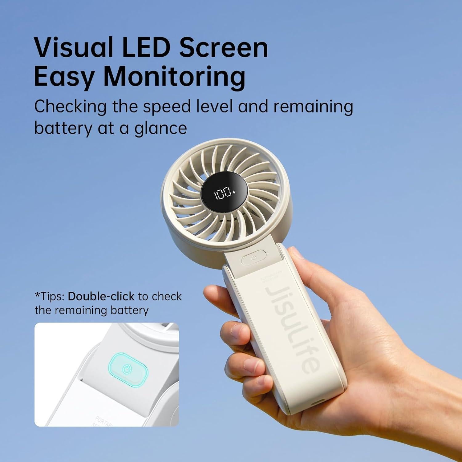 Ventilador de Mano JISULIFE Life7 3600mAh 5 Velocidades Gris