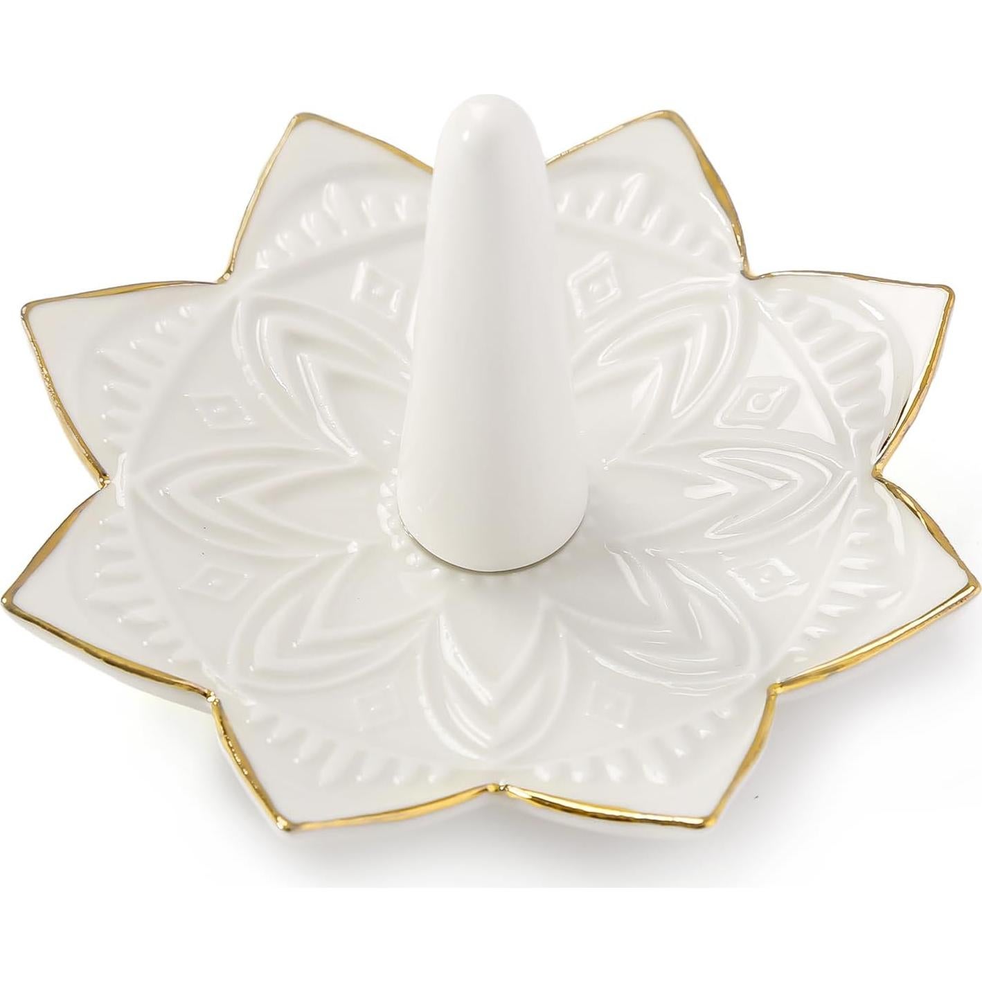 Plato de Anillos Mandala Maxsirui Cerámica Blanco 10x10 cm