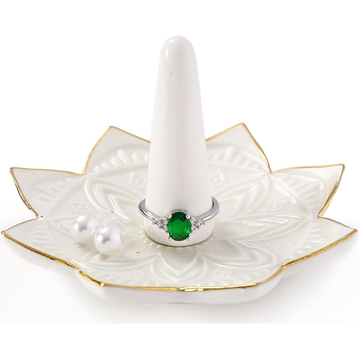 Plato de Anillos Mandala Maxsirui Cerámica Blanco 10x10 cm