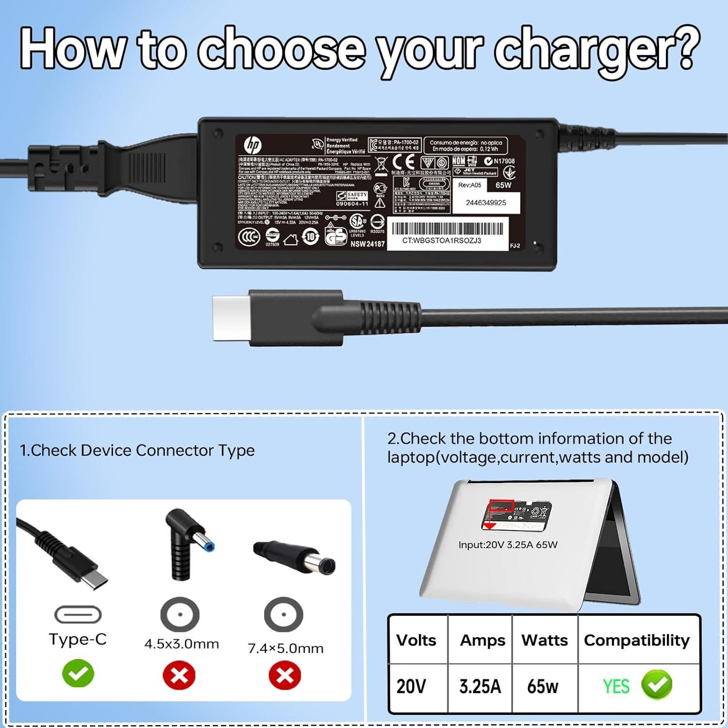 Cargador USB C 65W Aimusen para HP ProBook y EliteBook