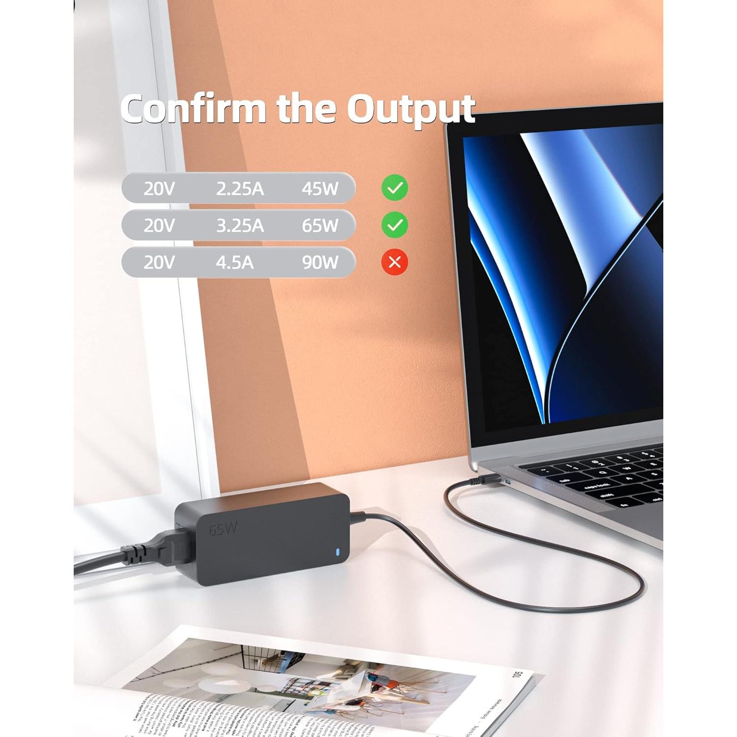 Cargador Rápido USB-C 65W NICPOWER para HP Elitebook