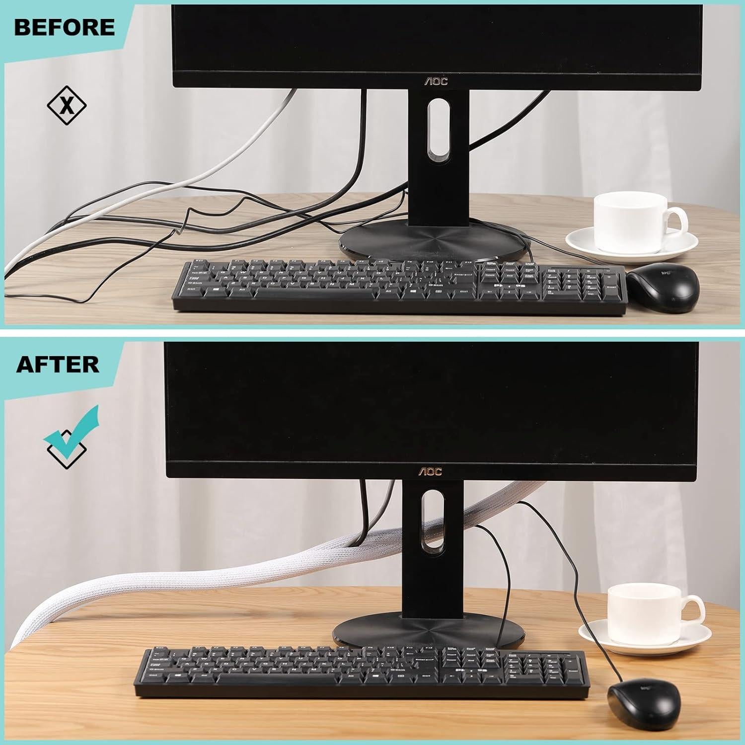 Cubierta de Cable AGPTEK 2x152,4cm Blanca Organizador