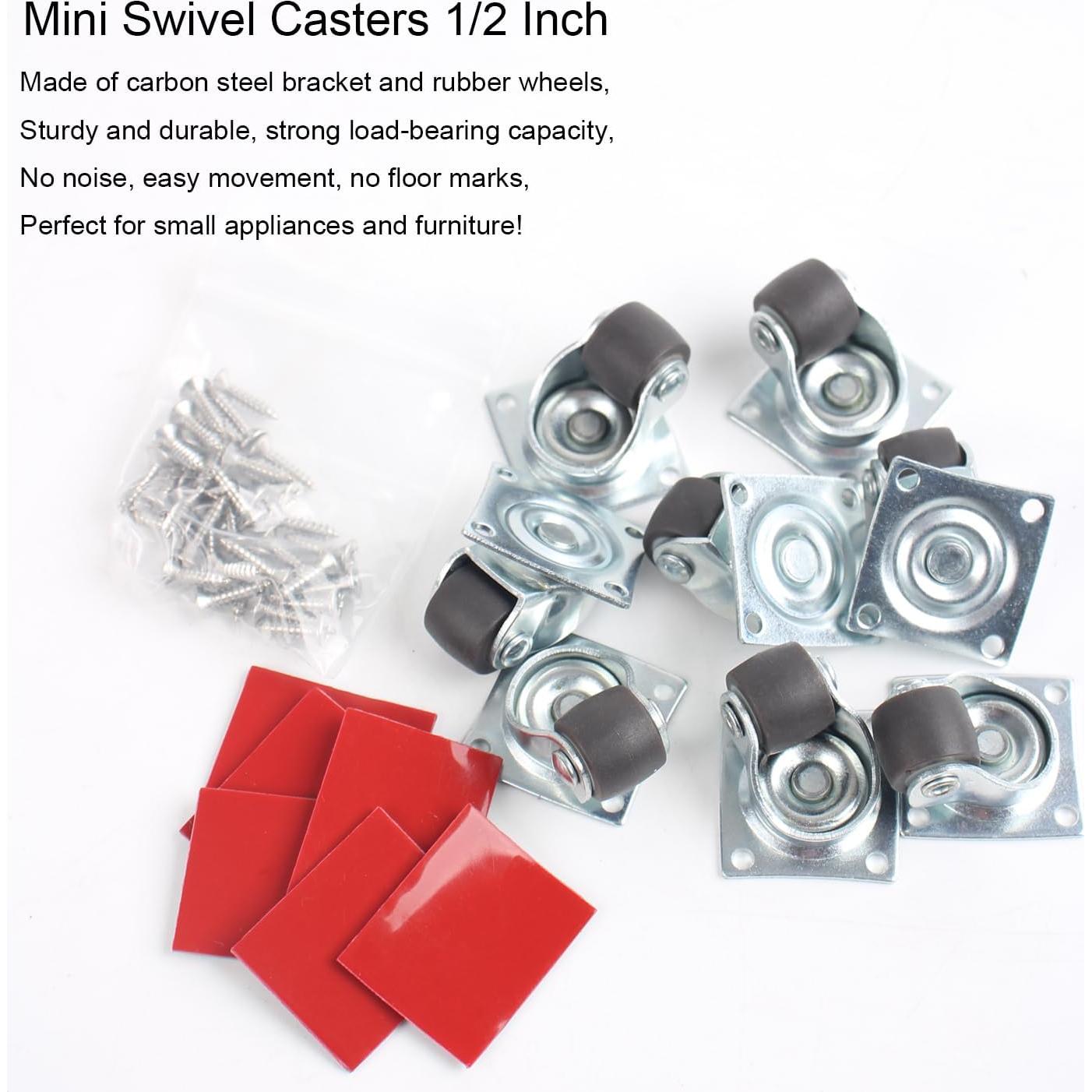 Mini Ruedas Giratorias Autoadhesivas WANLIAN 13mm 8 Piezas