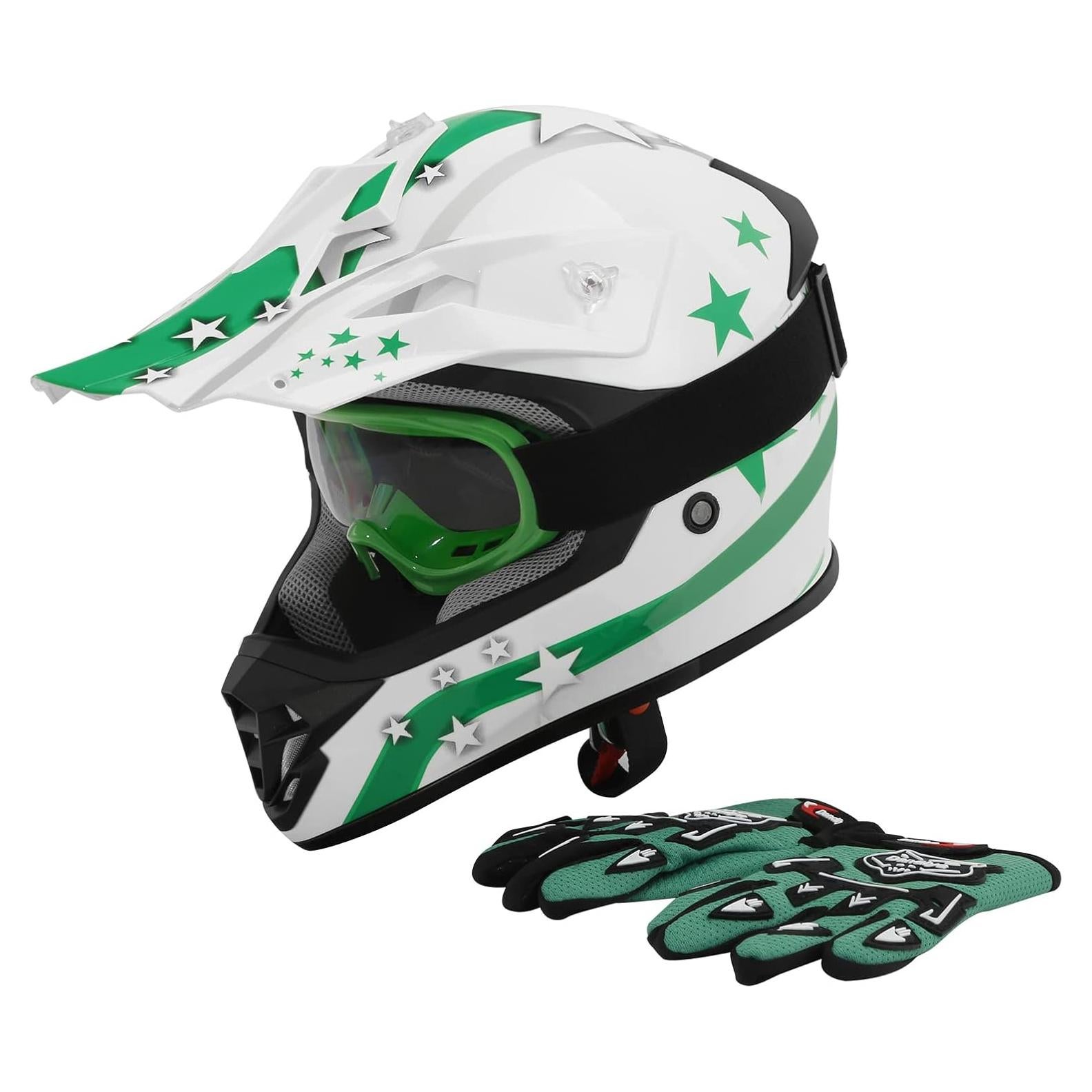 Casco SLMOTO Juvenil Mediano Estrella Verde Off Road