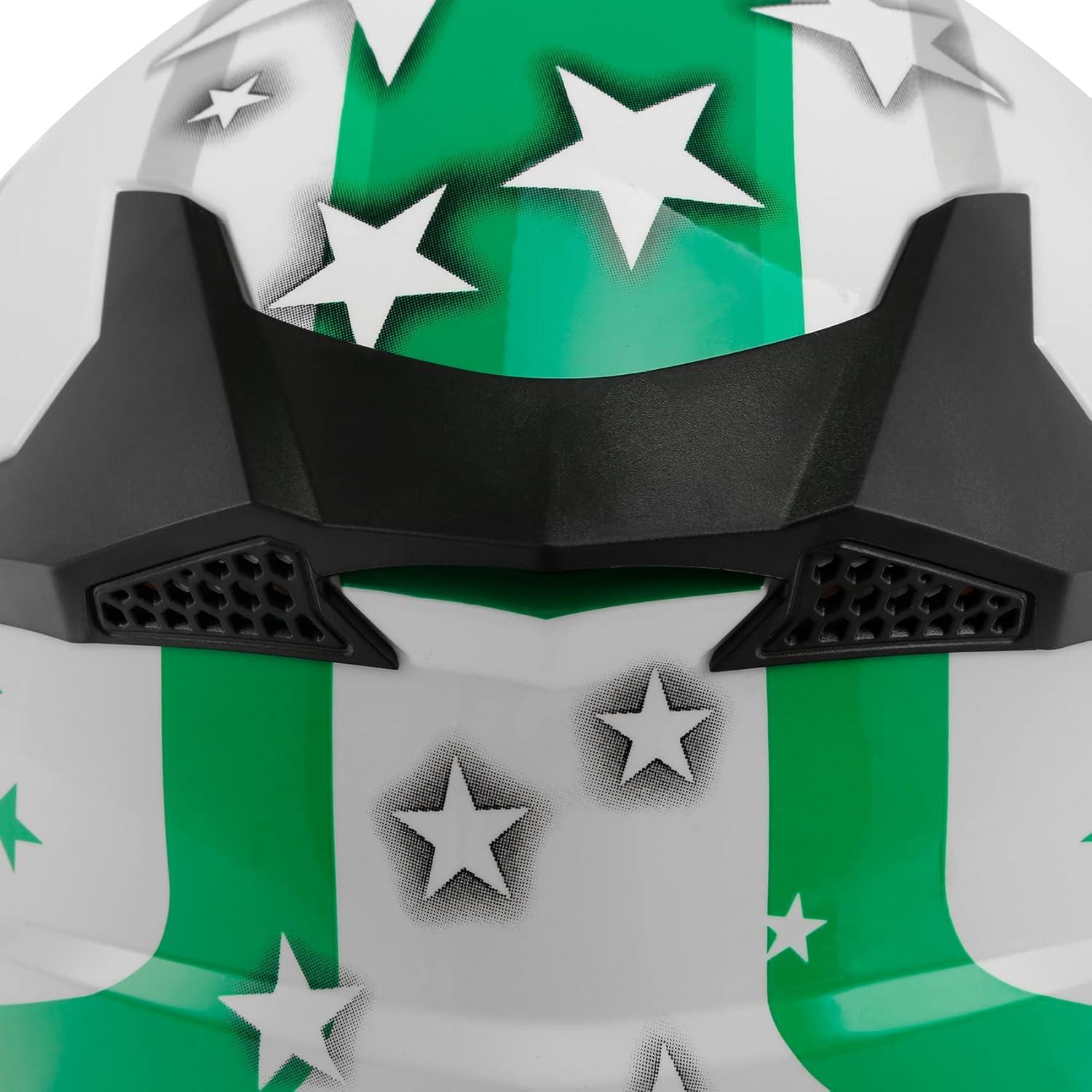 Casco SLMOTO Juvenil Mediano Estrella Verde Off Road