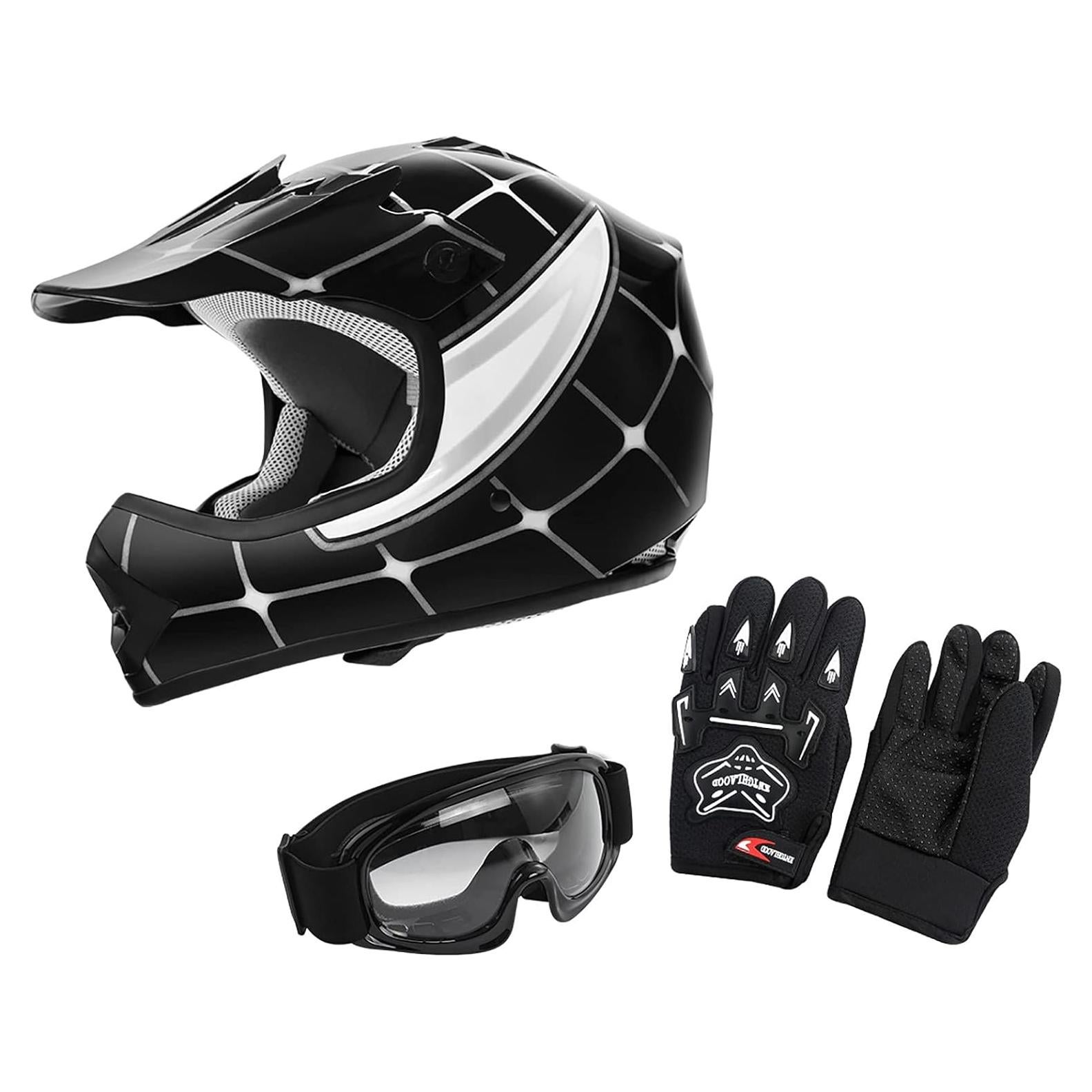 Casco SLMOTO Motocross Juvenil X-Grande Araña Negra