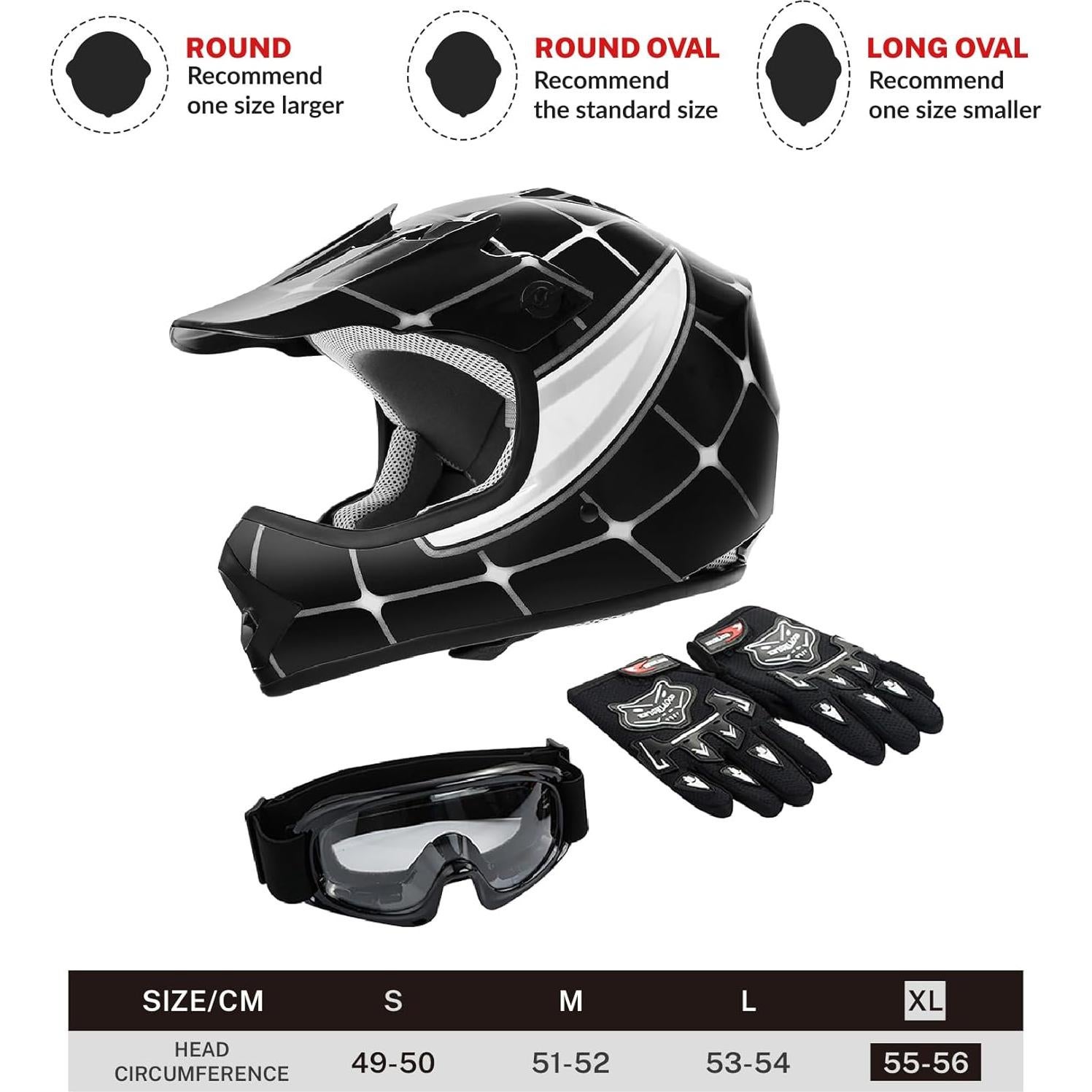 Casco SLMOTO Motocross Juvenil X-Grande Araña Negra