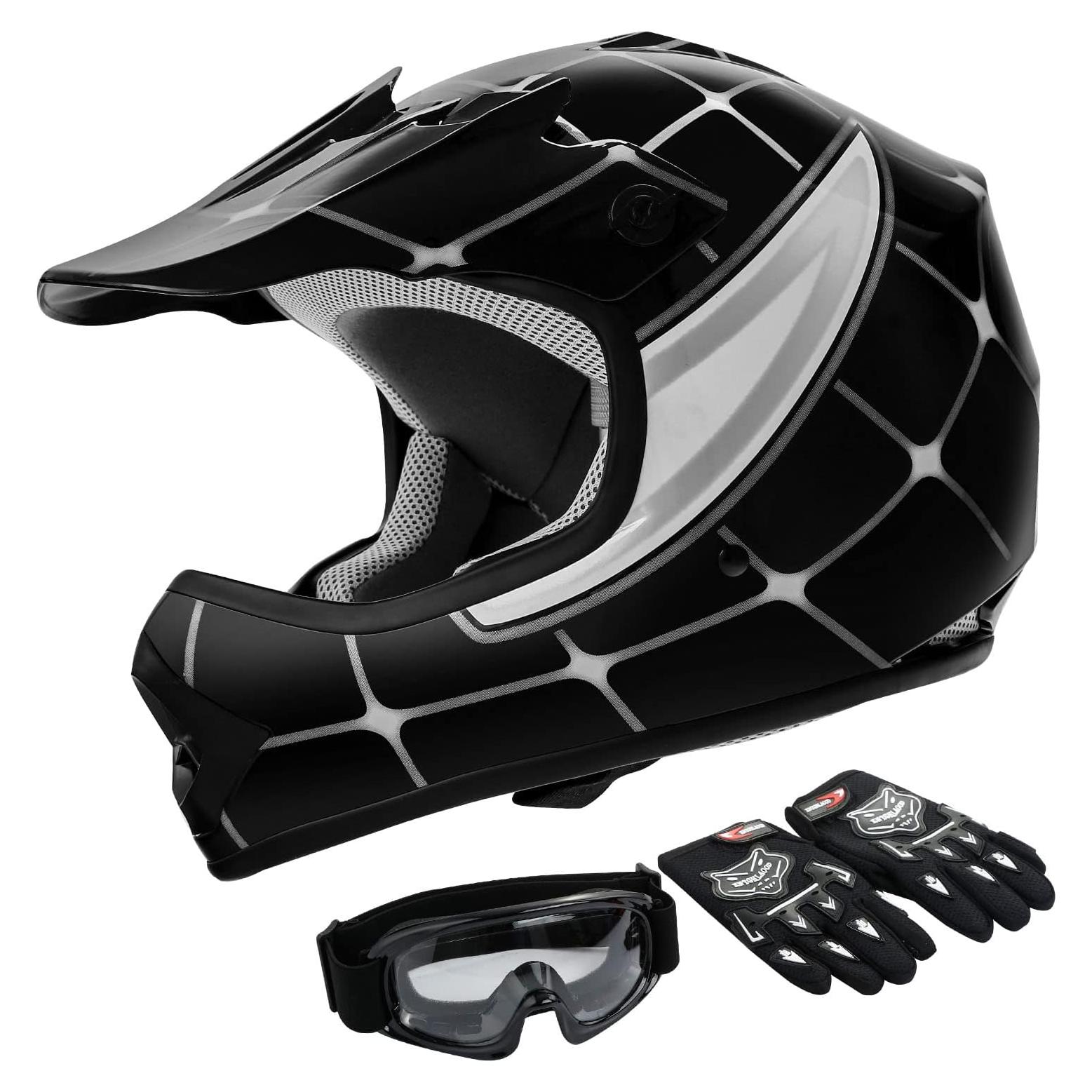 Casco SLMOTO Motocross Juvenil Araña Negra 48.6-49.5 cm