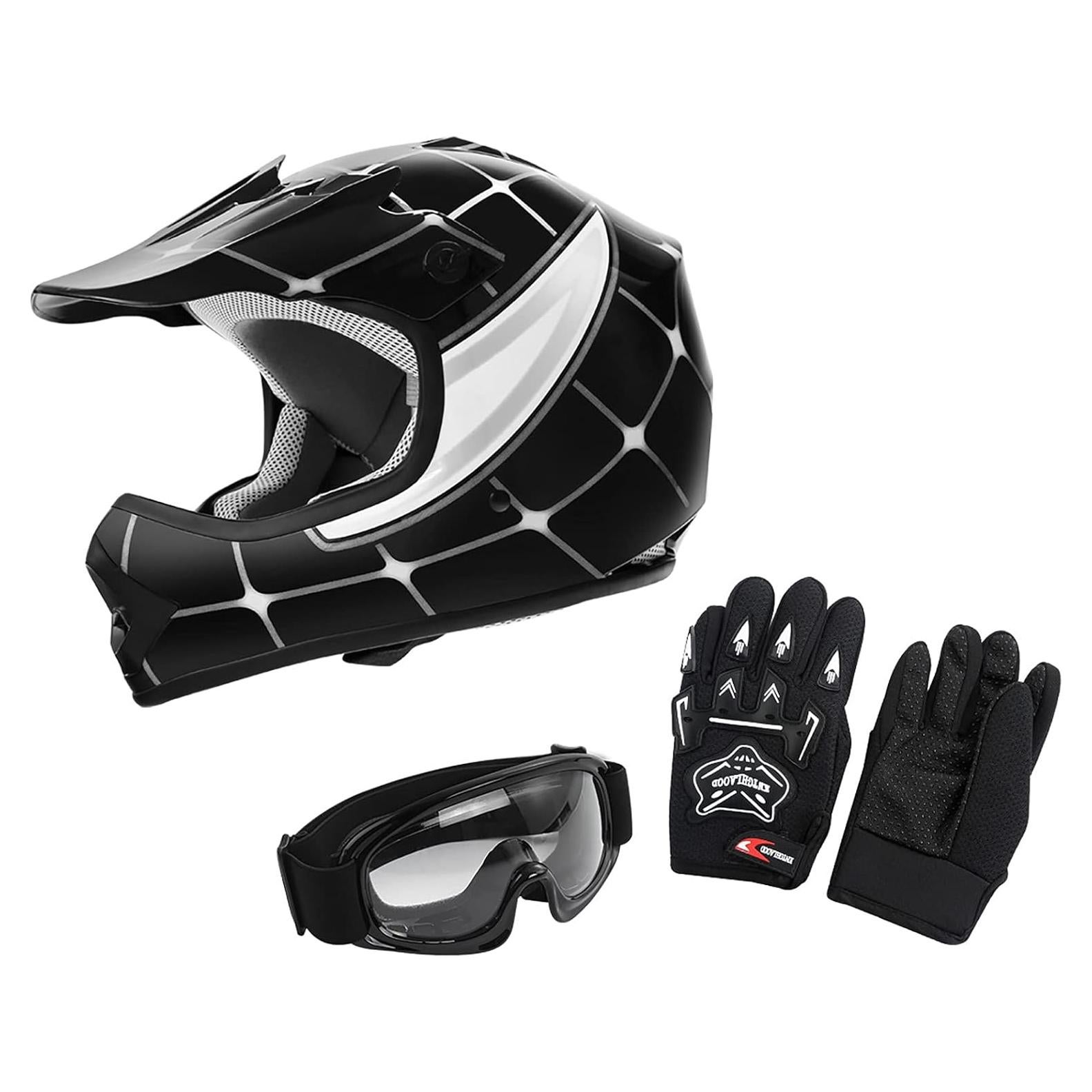 SLMOTO Casco Motocross Juvenil Araña Negra 49.5 cm