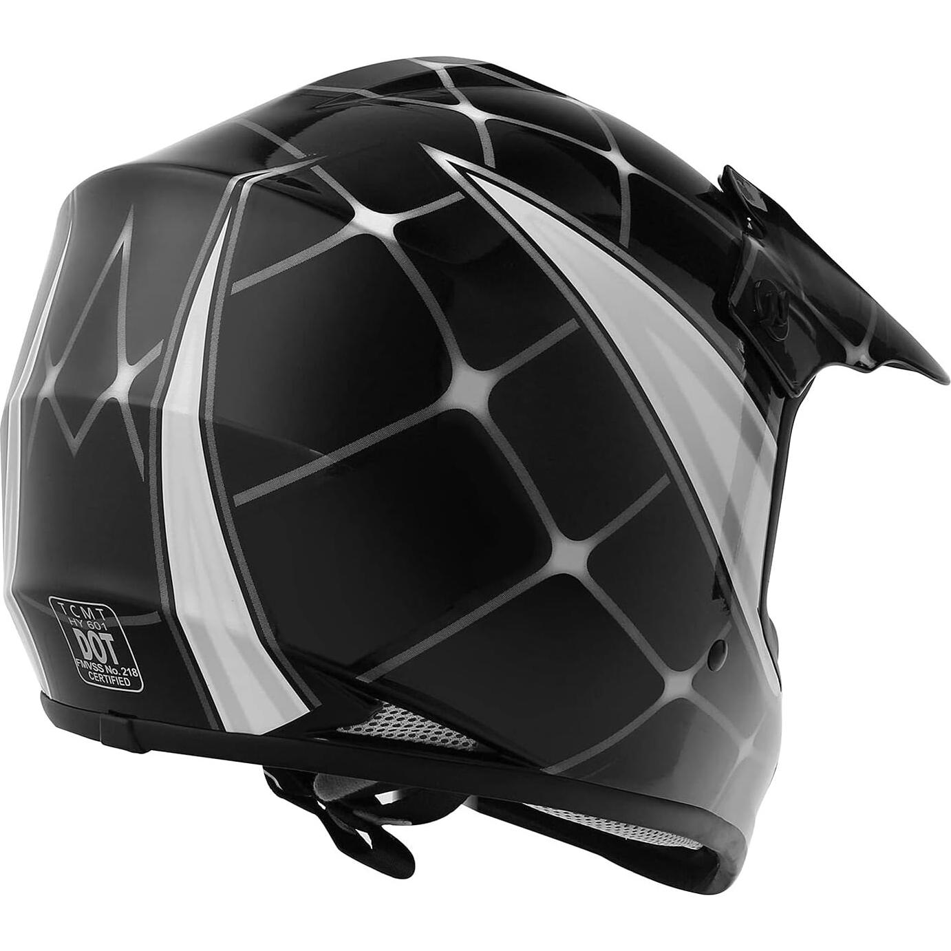 SLMOTO Casco Motocross Juvenil Araña Negra 49.5 cm