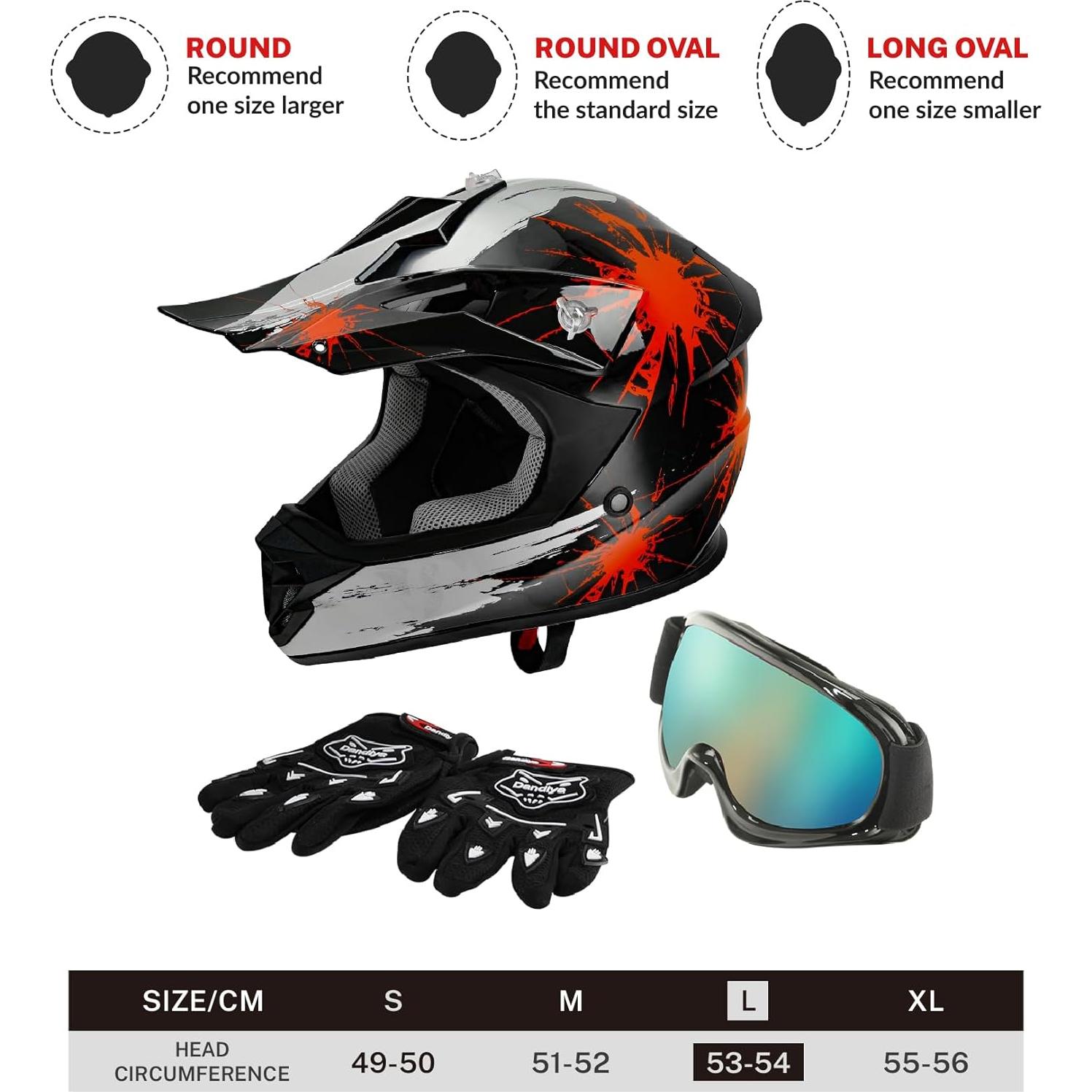 Casco SLMOTO Juvenil ATV Rojo Fuegos Artificiales Grande