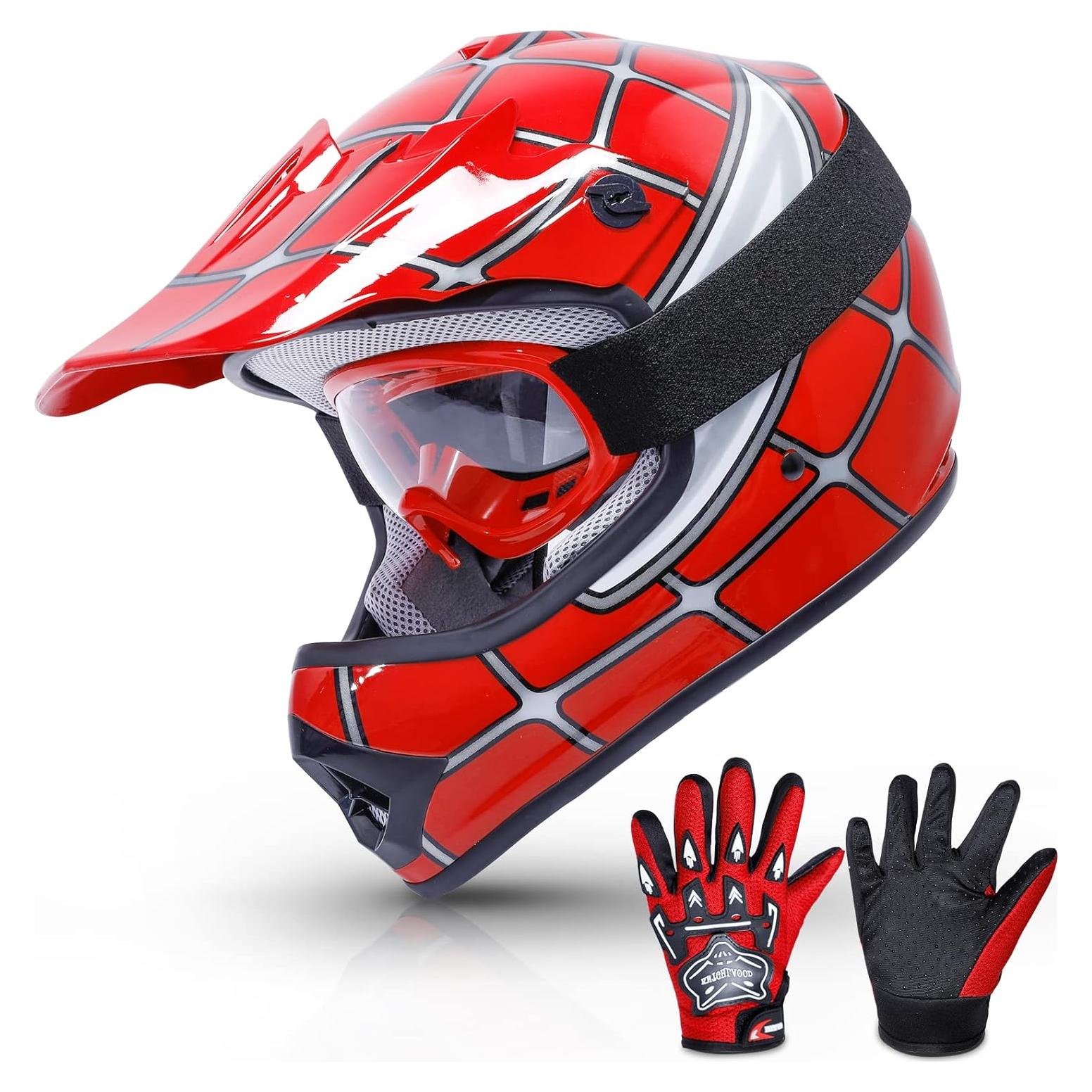 Casco SLMOTO Motocross Joven Grande Araña Roja + Gafas