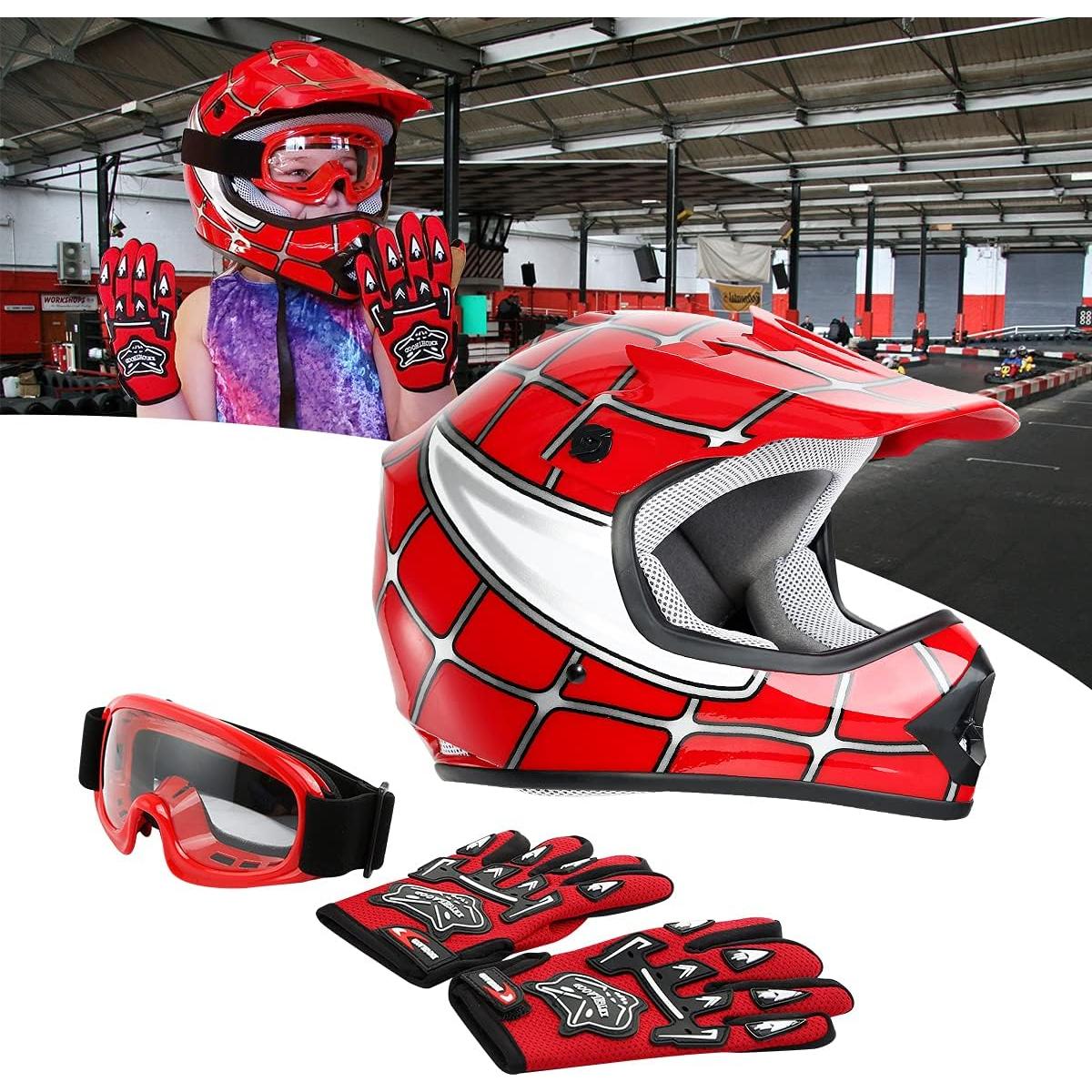 Casco SLMOTO Motocross Joven Grande Araña Roja + Gafas