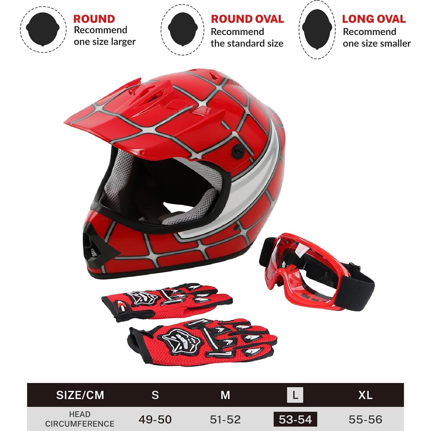 Casco SLMOTO Motocross Joven Grande Araña Roja + Gafas