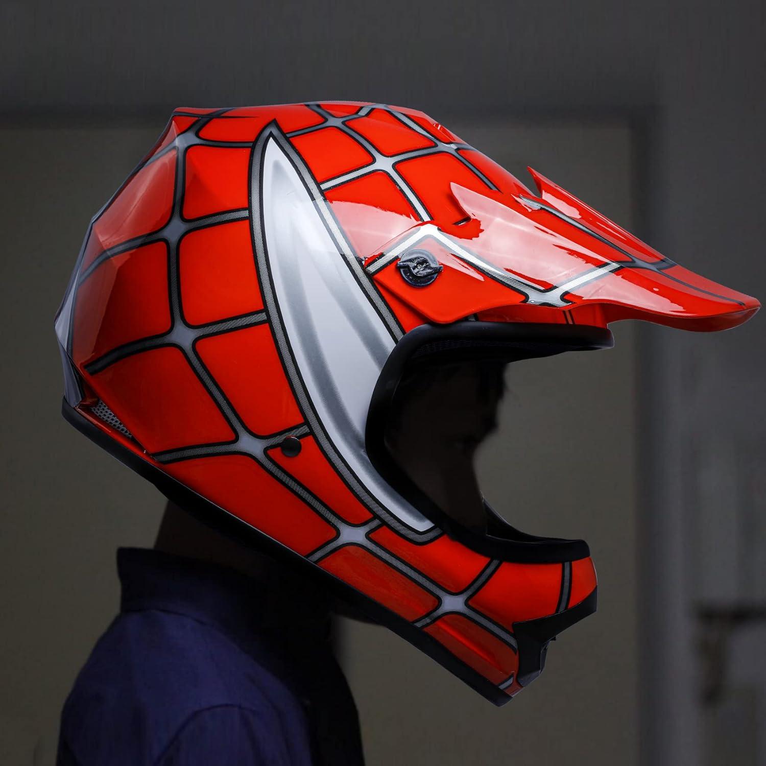 Casco SLMOTO Motocross Joven Grande Araña Roja + Gafas