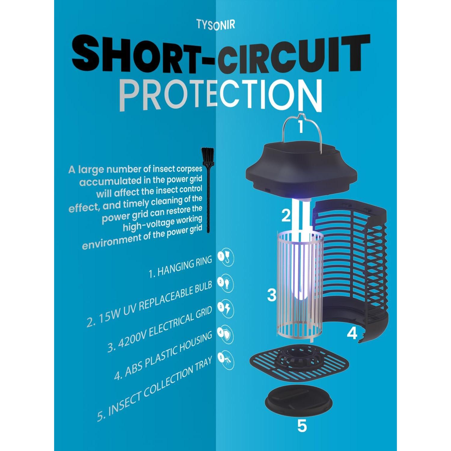 Zapper Eléctrico Tysonir NLZQ-1 para Mosquitos y Moscas