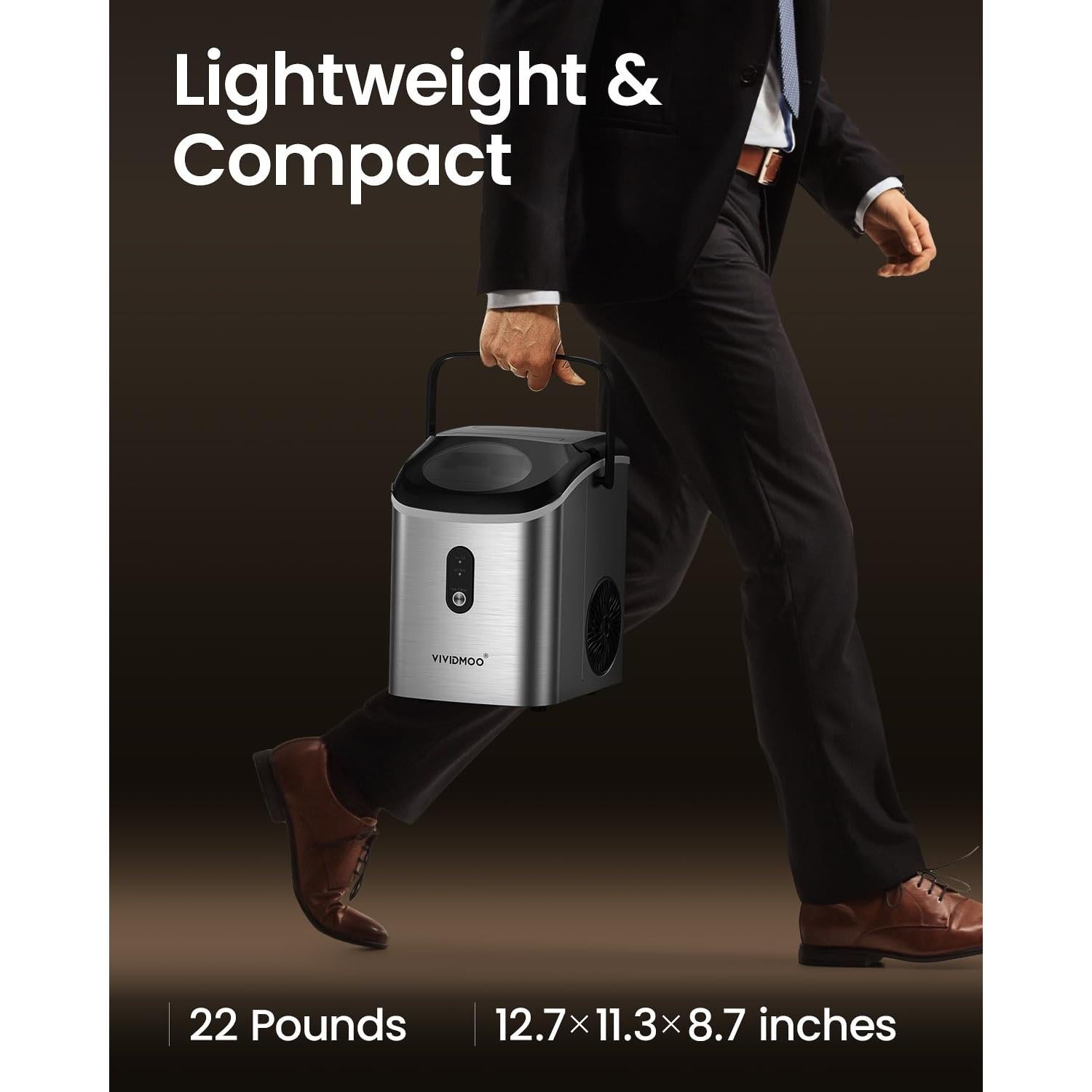 Máquina de Hielo Nugget VIVIDMOO 15,42 kg Autolimpiante