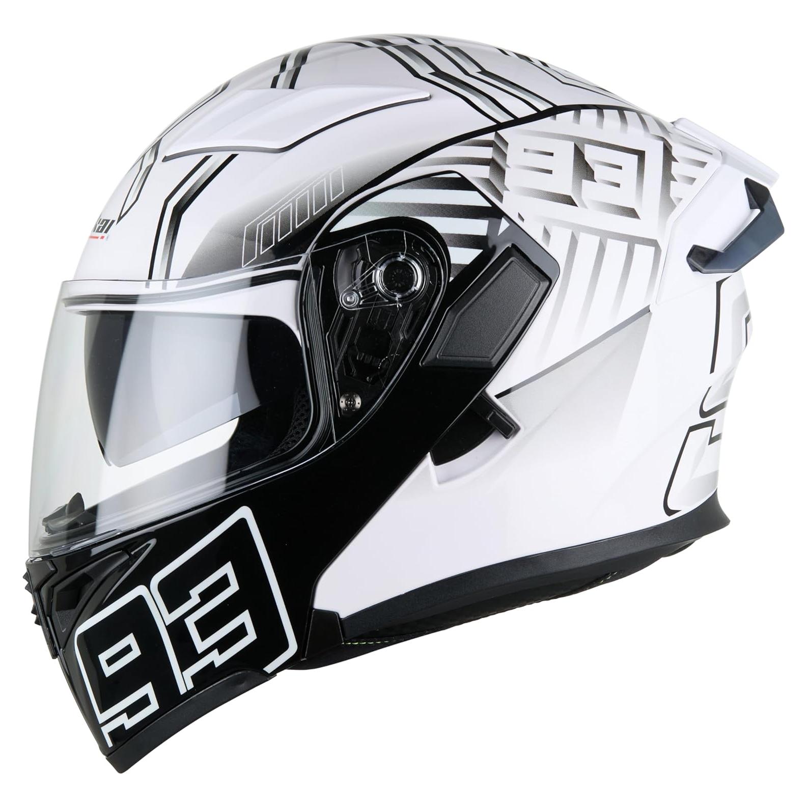 Casco Modular Abatible DOT 991 Blanco XXL con Doble Visor