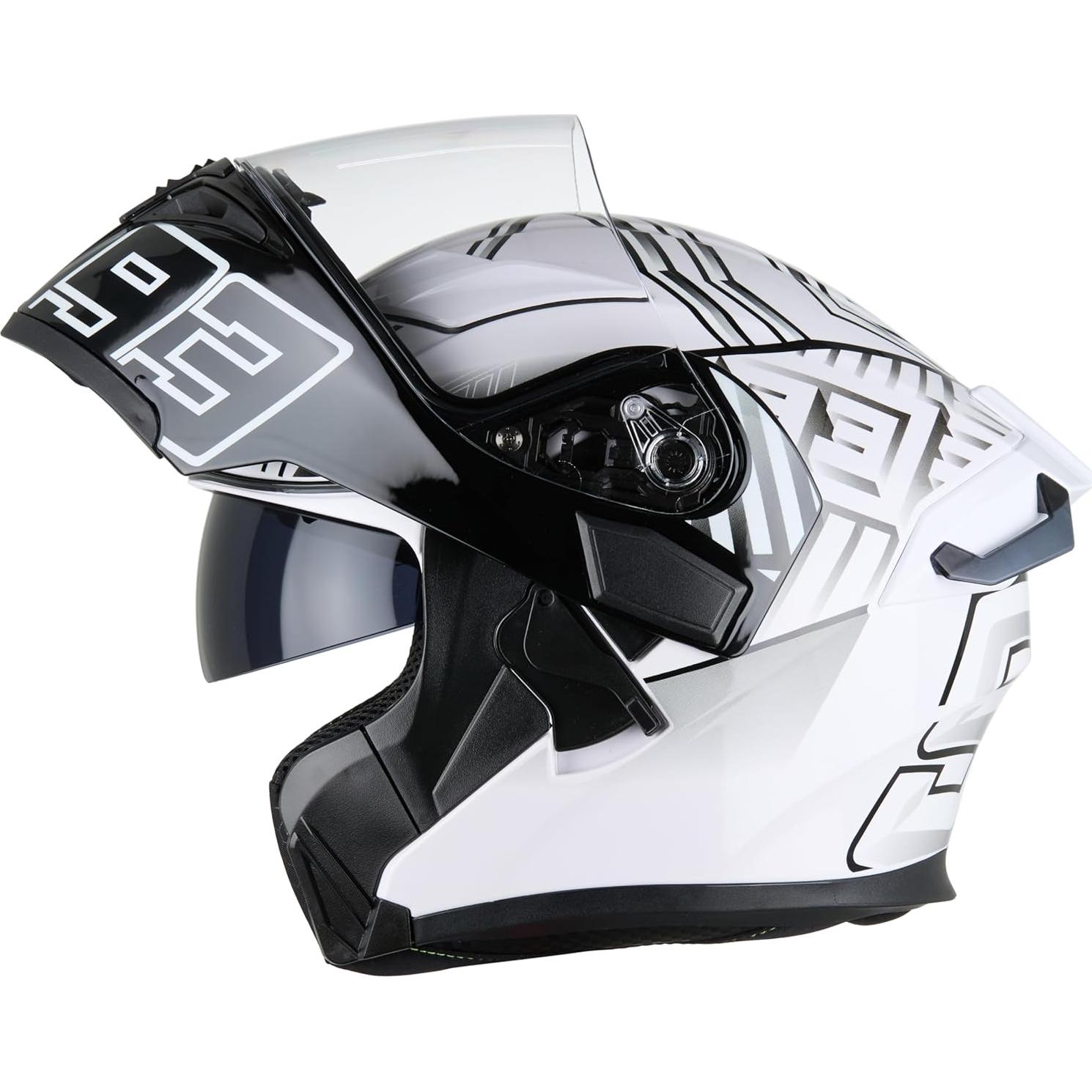 Casco Modular Abatible DOT 991 Blanco XXL con Doble Visor