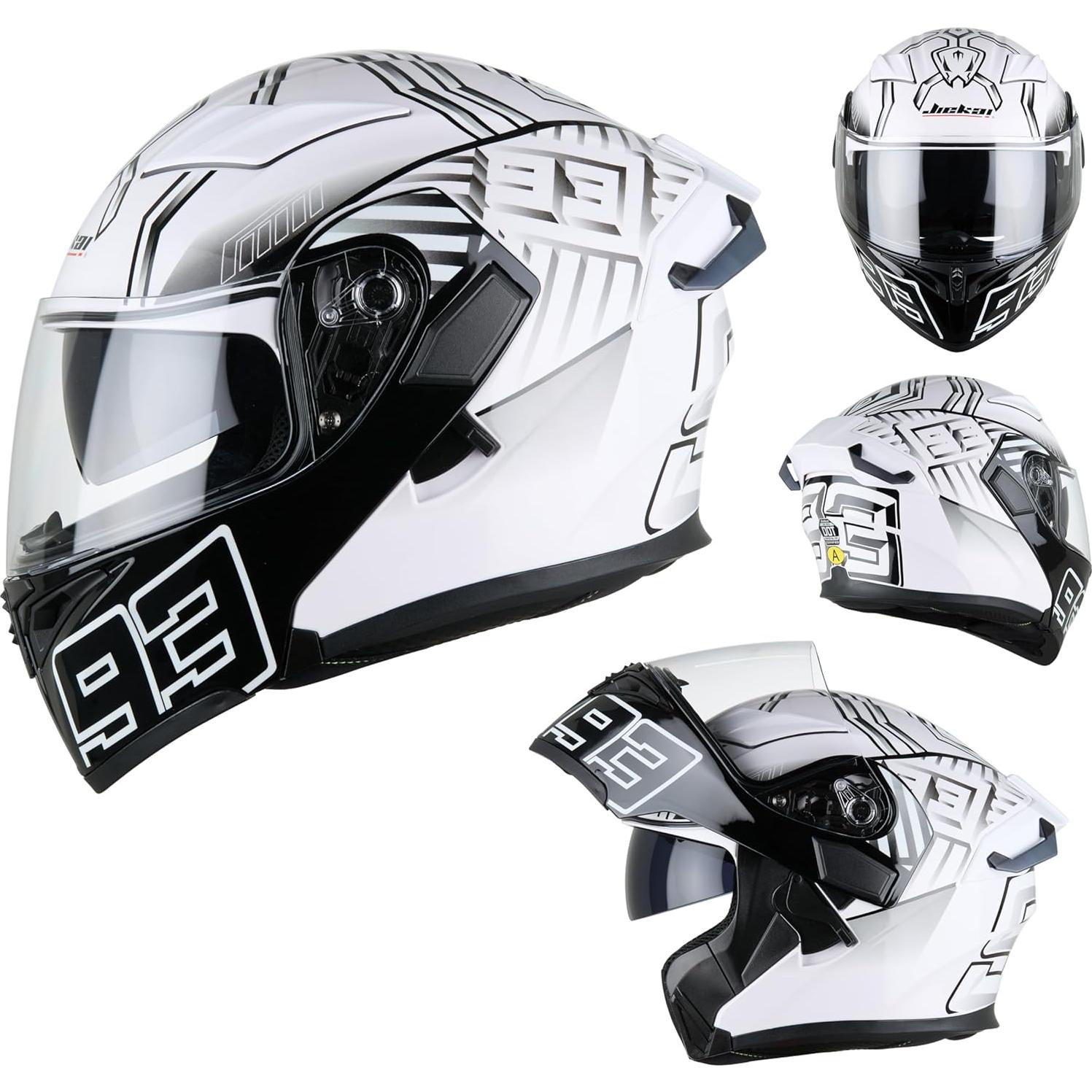 Casco Modular Abatible DOT 991 Blanco XXL con Doble Visor
