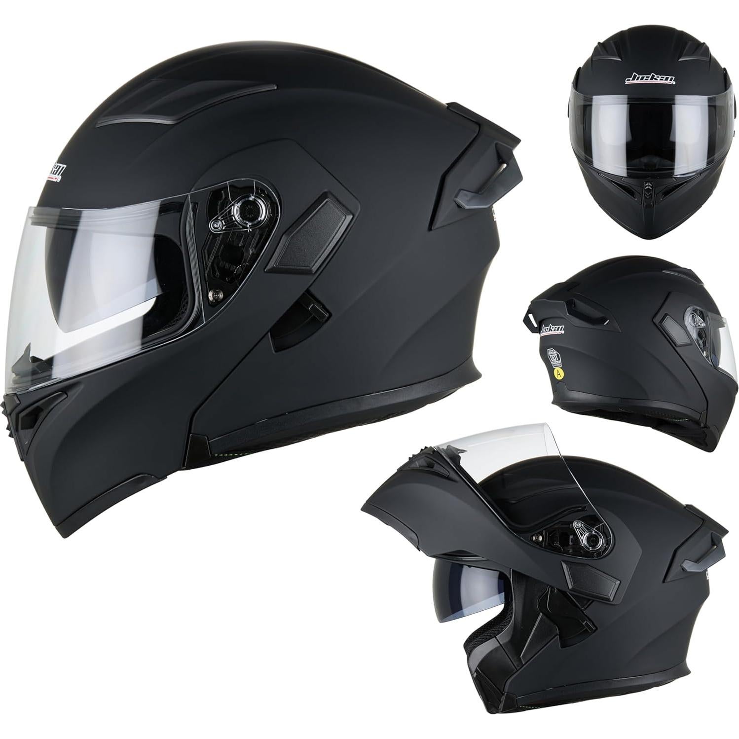 Casco de Moto Oubaiya 991 Doble Visor Negro Mate XXL