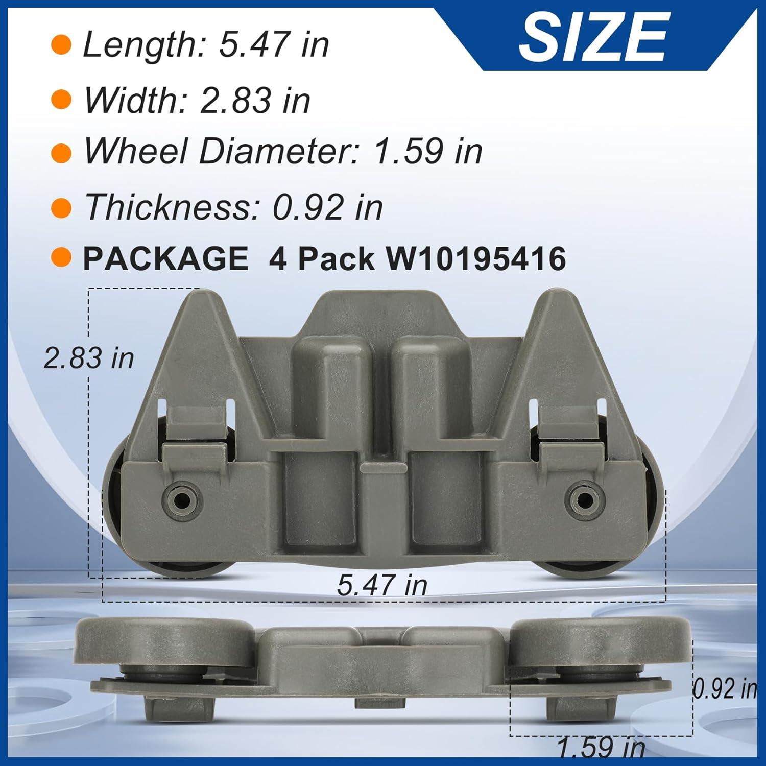 Ruedas de Lavavajillas W10195417 M Motico Paquete de 4