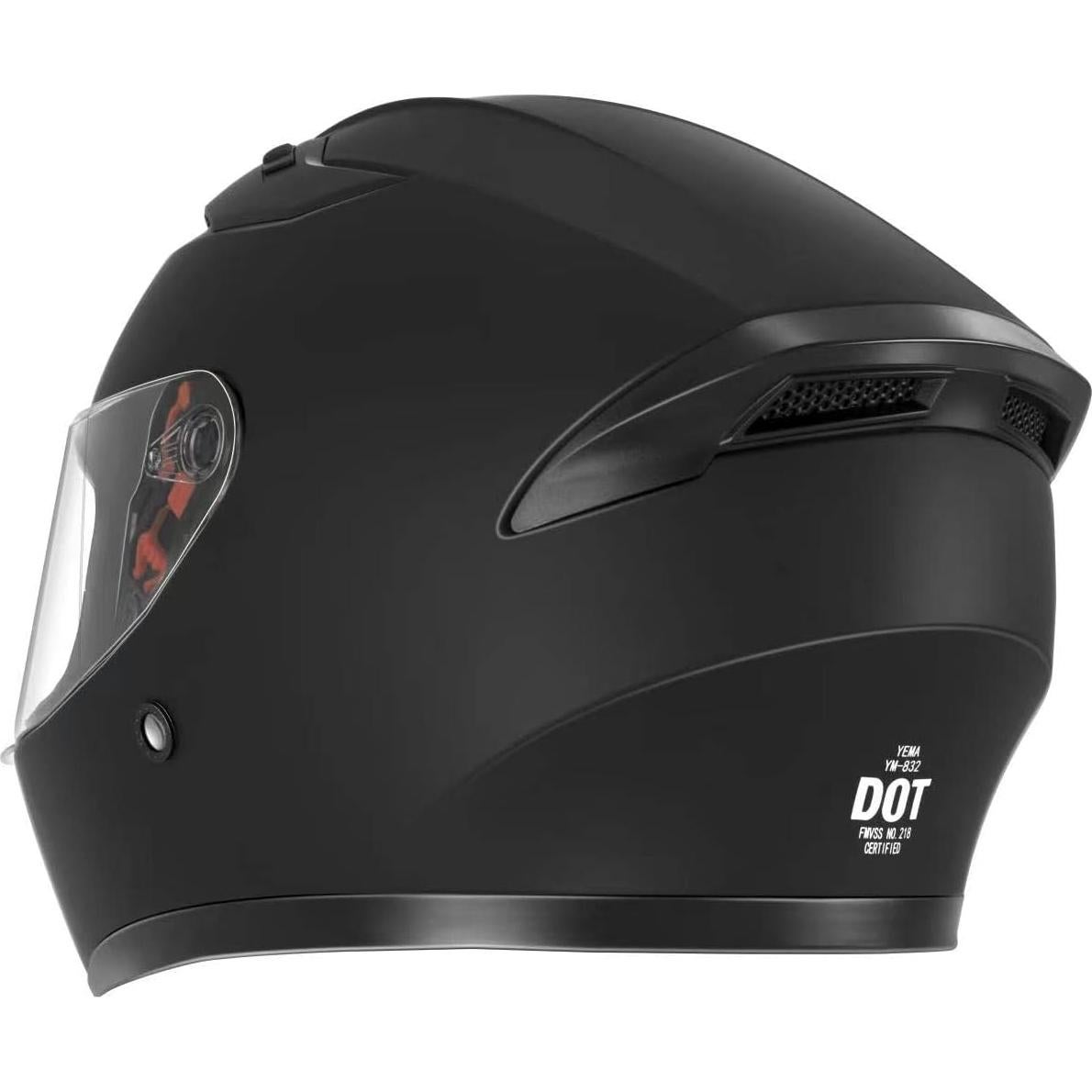 YEMA Casco de Moto Integral YM-832 Negro Mate Unisex