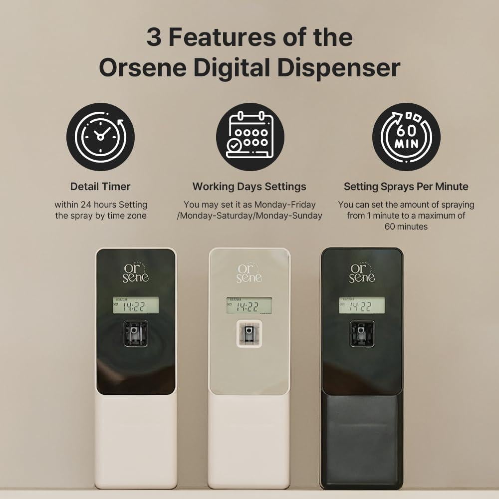 Dispensador Automático de Ambientador Orsene Negro LCD 23.8cm