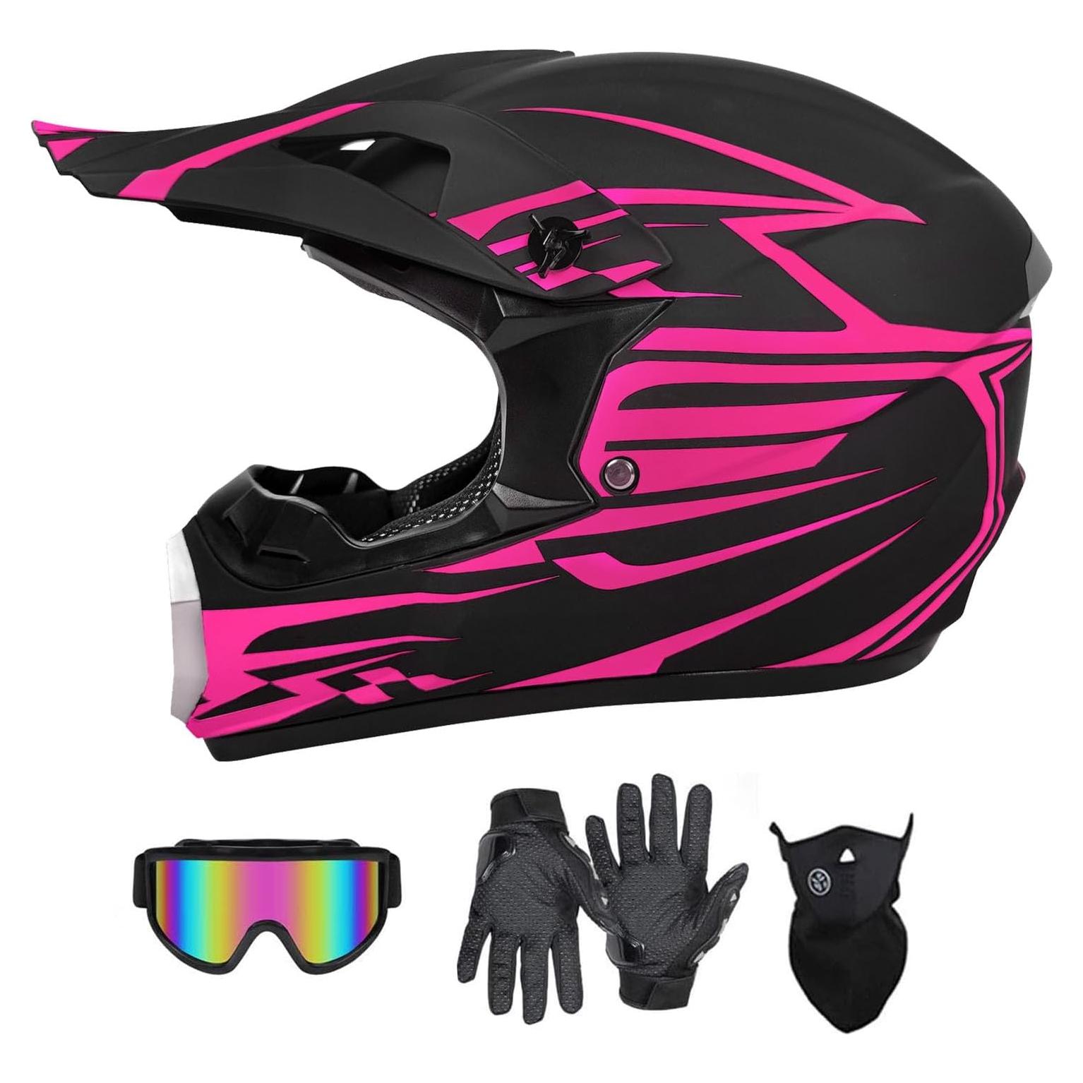 Casco de Motocross SanQing Juvenil Verde con Guantes y Gafas