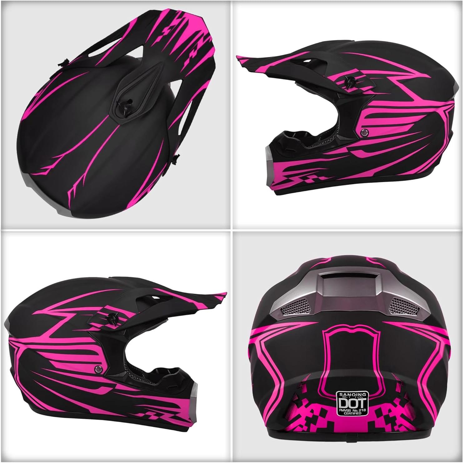 Casco de Motocross SanQing Juvenil Verde con Guantes y Gafas