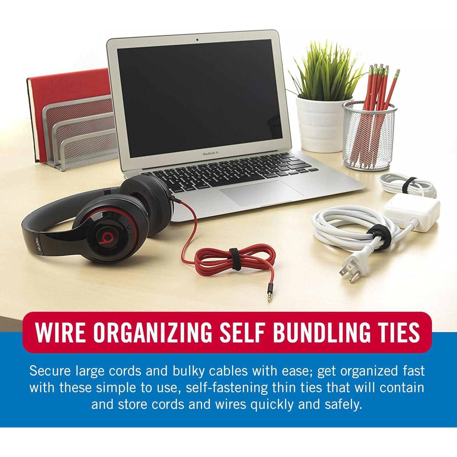 Sujetadores de Cables VELCRO 100Pk 20,32x1,27cm Negro