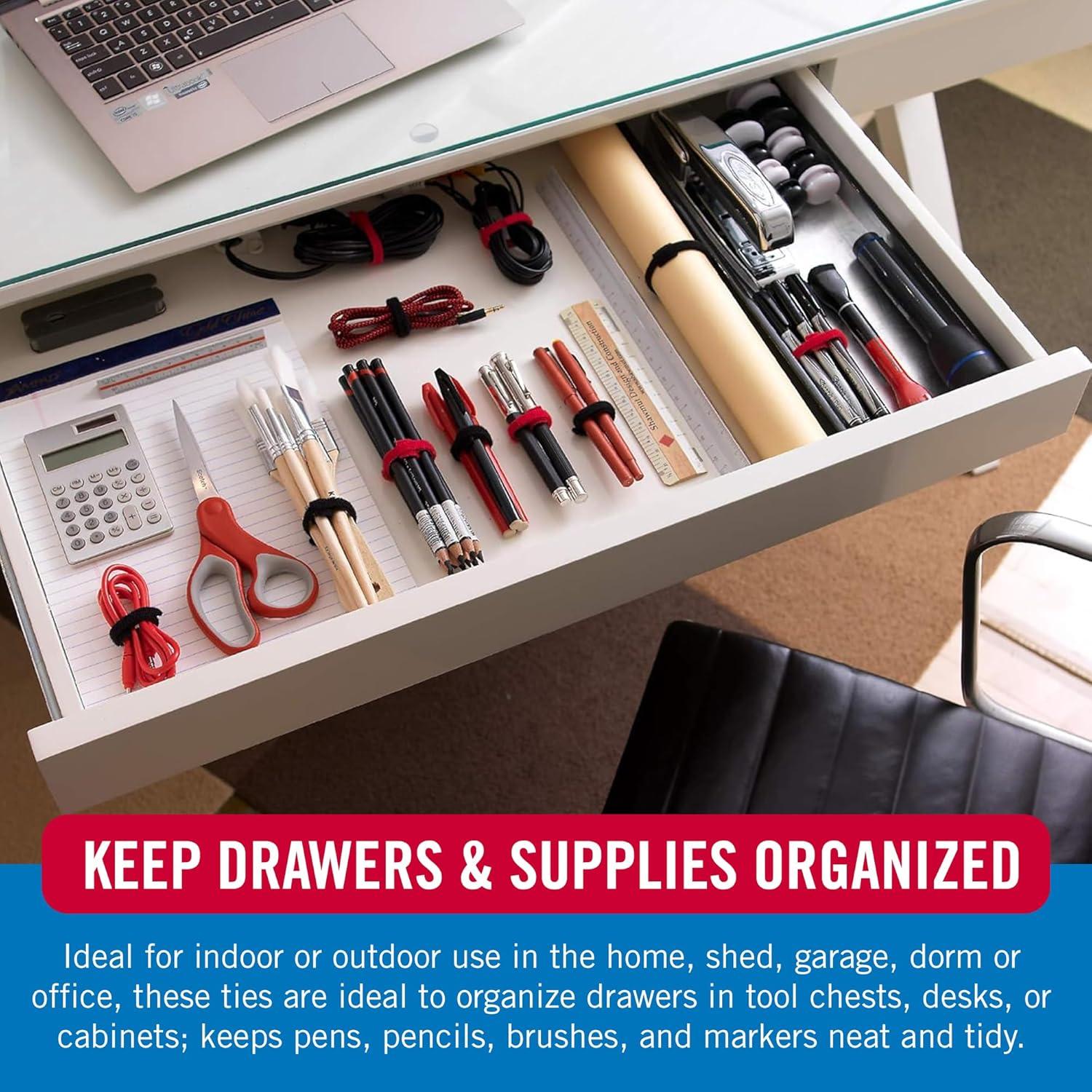 Sujetadores de Cables VELCRO 100Pk 20,32x1,27cm Negro