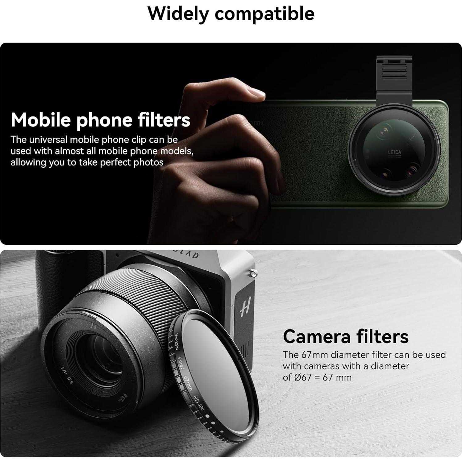 Filtro ND APEXEL 67mm Variable ND2-ND400 para Cámara