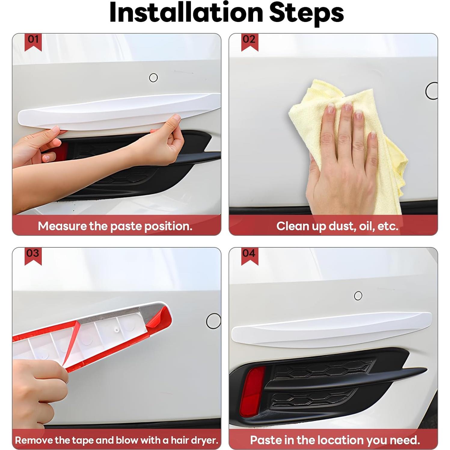 Tira de Protección de Parachoques Bonsicoky 2 Paquete Negro